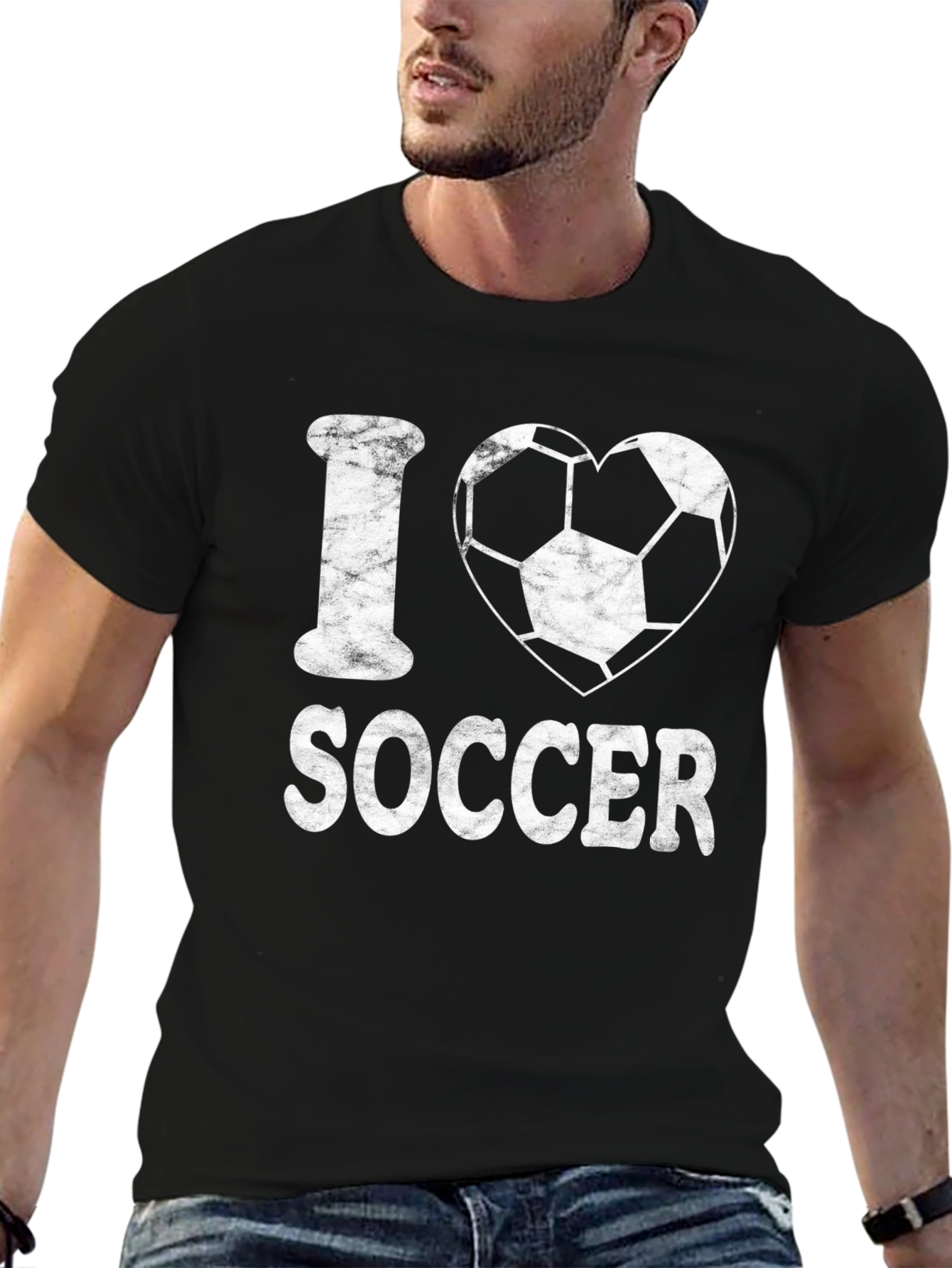 I Love Soccer T-Shirt - Black Graphic Print