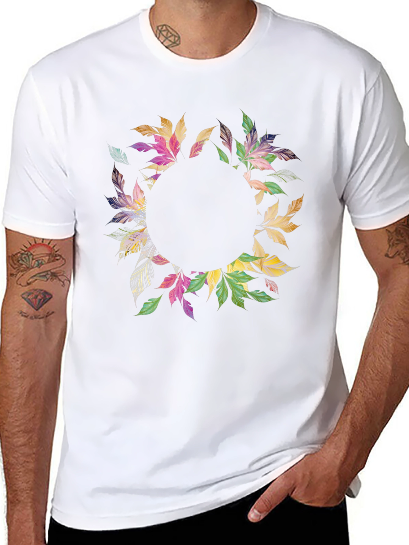 Floral Wreath Black T-Shirt