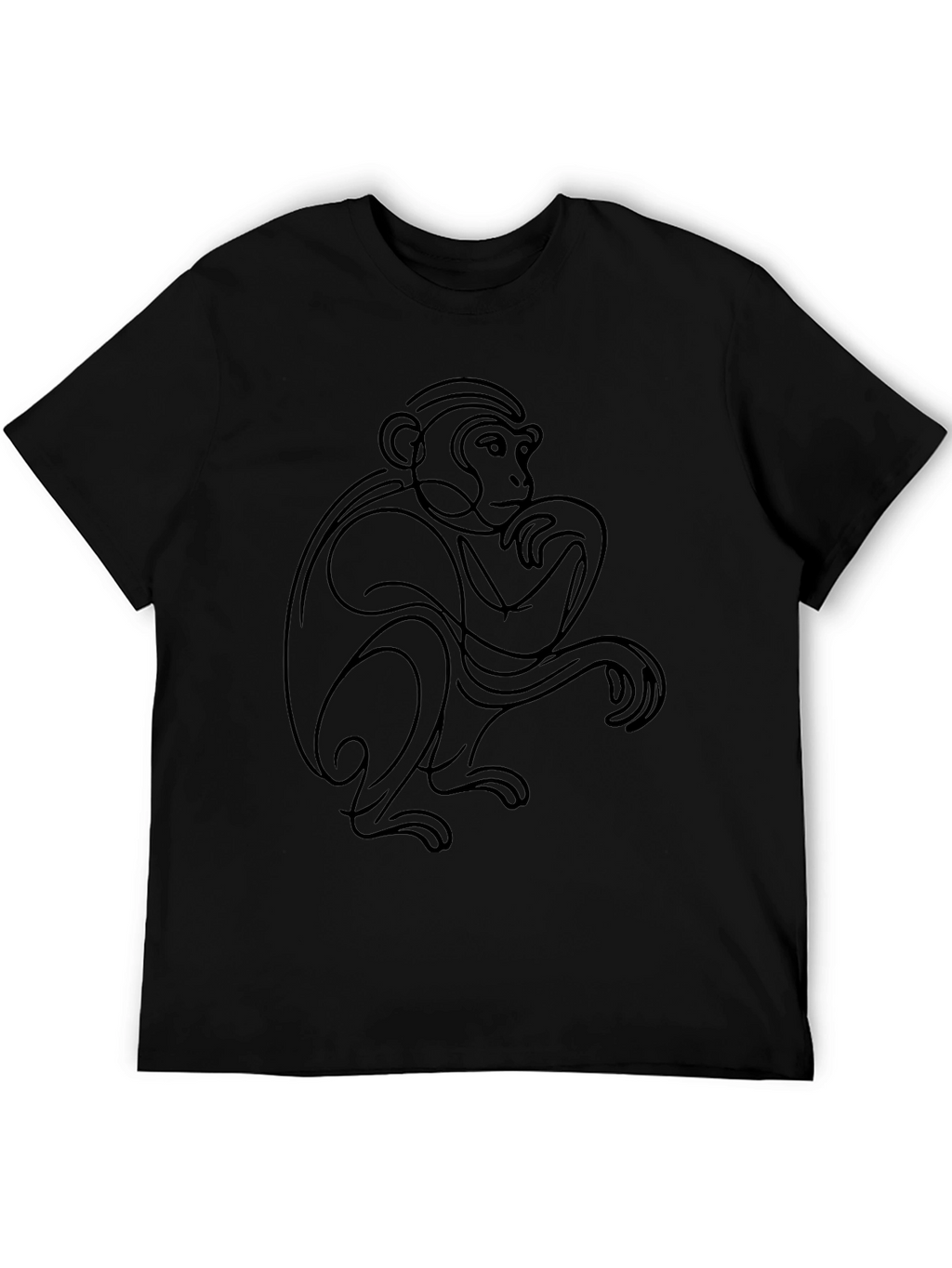 Abstract Monkey Graphic Tee - Black Cotton Blend