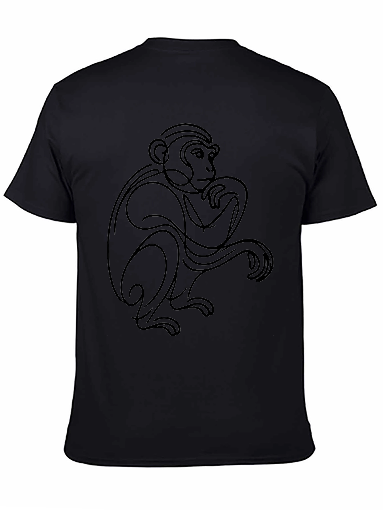 Abstract Monkey Graphic Tee - Black Cotton Blend