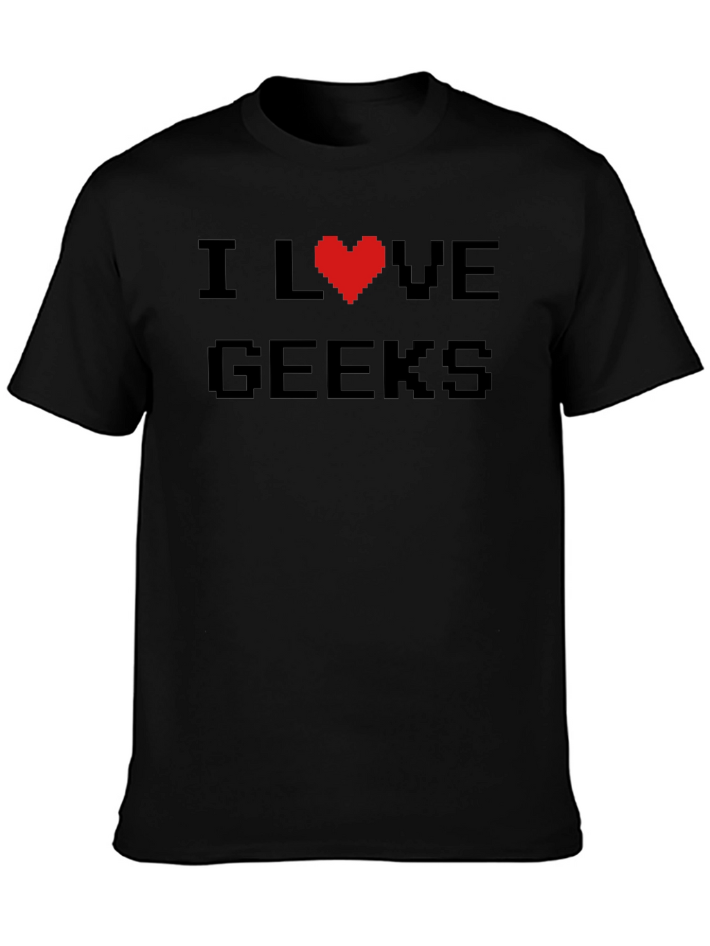 I Love Geeks Pixel Heart T-Shirt - Black