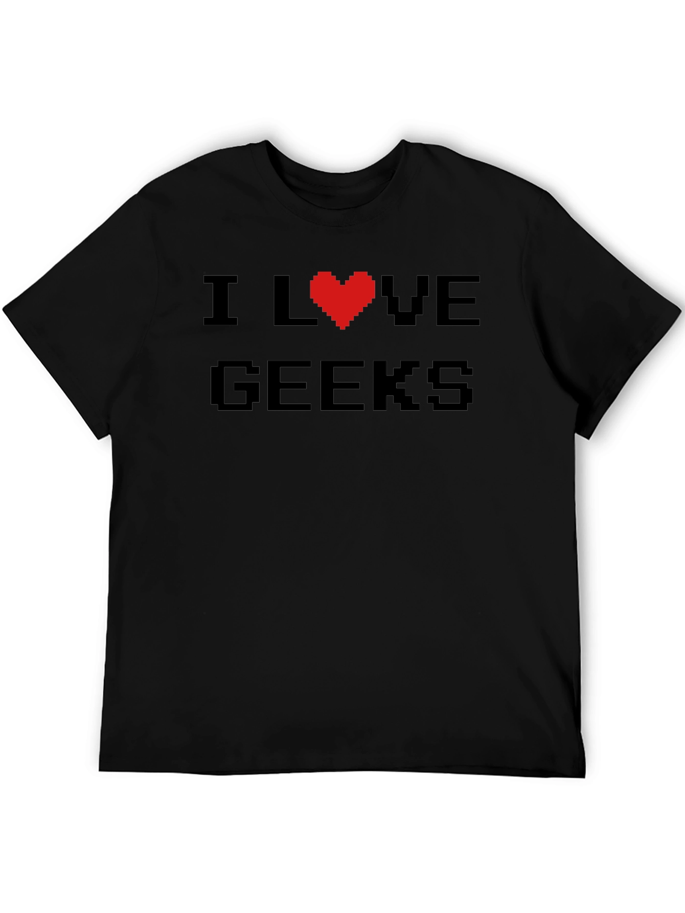I Love Geeks Pixel Heart T-Shirt - Black