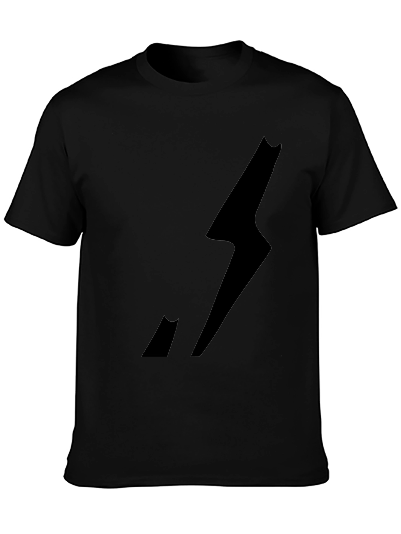 Mens Black Graphic Tee - Lightning Bolt Design