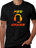 Pro Gamer Black T-Shirt with Headset Graphic