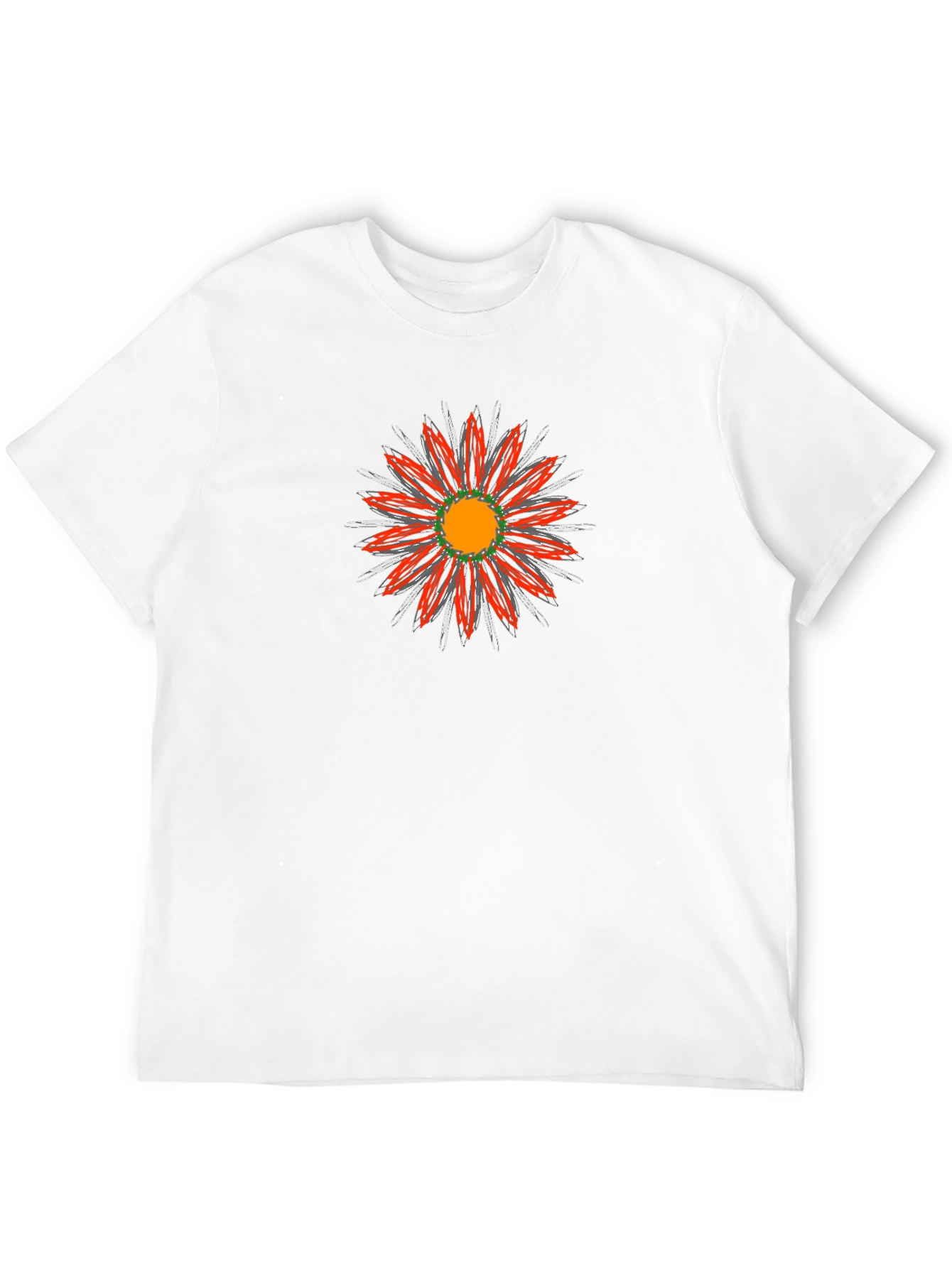 Black T-Shirt with Red Floral Graphic
