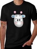 Cute Cartoon Animal Graphic Black T-Shirt