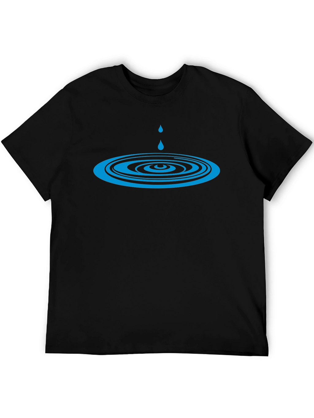 Cool Water Drop Ripple Design Black T-Shirt
