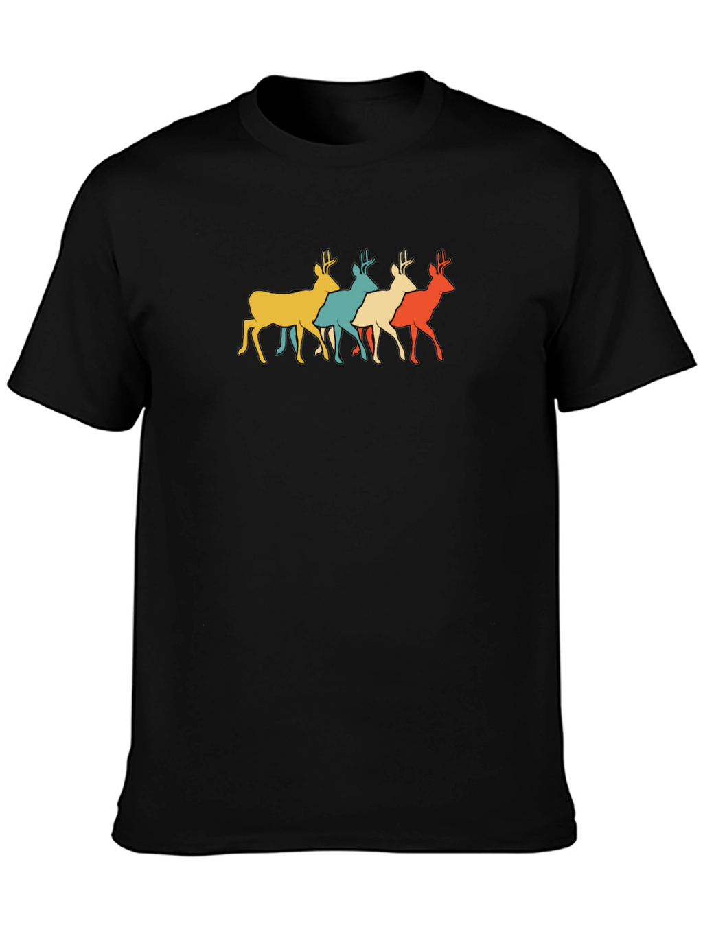 Retro Deer Graphic Tee - Mens Black T-Shirt