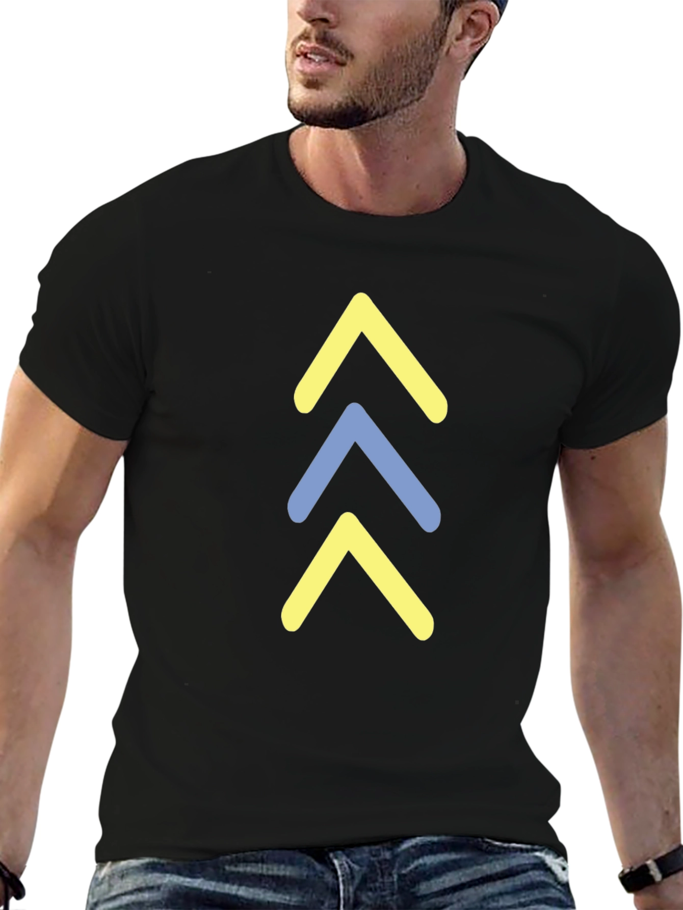 Arrow Stack Graphic Tee - Casual Black T-Shirt