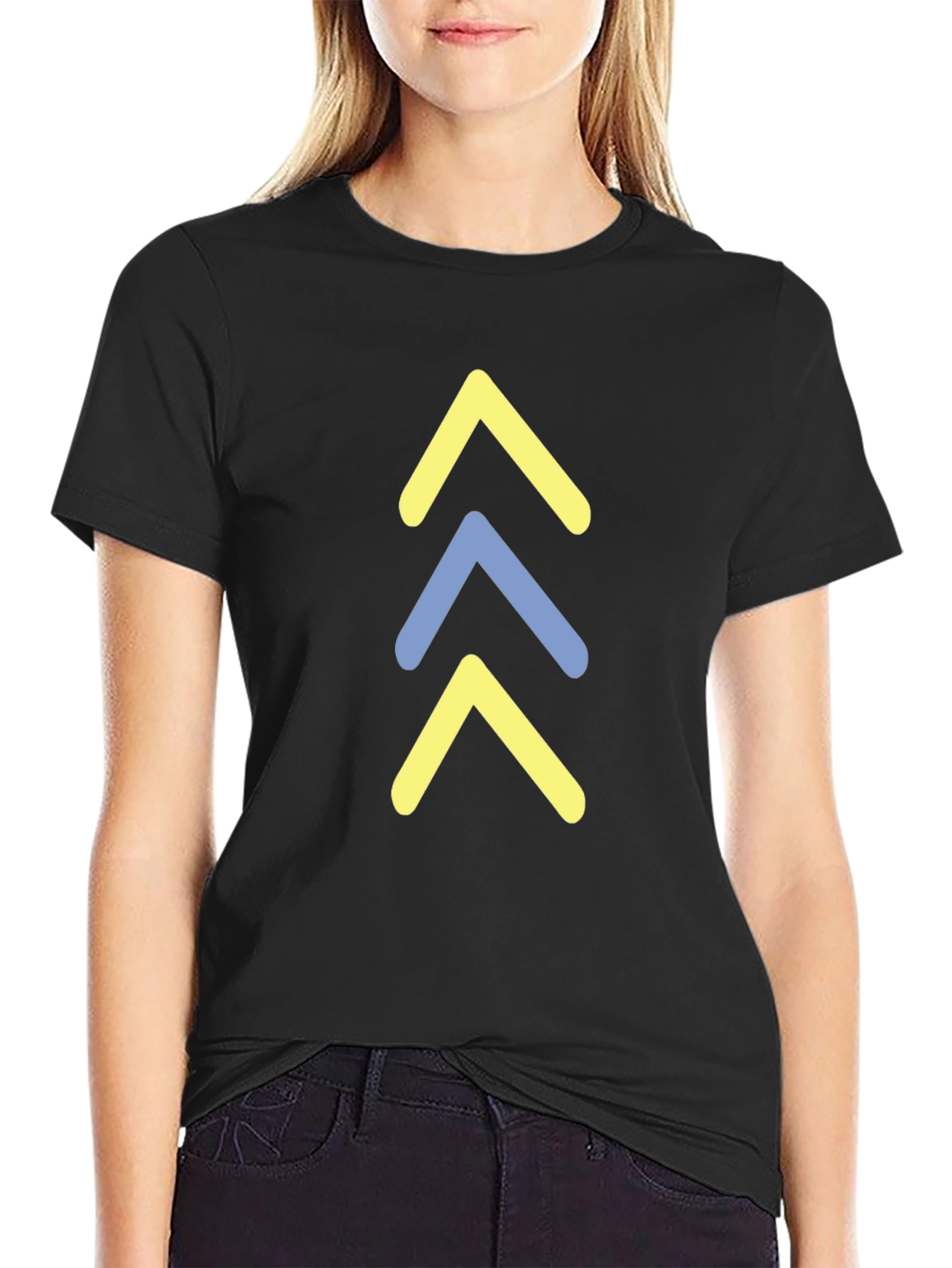 Arrow Stack Graphic Tee - Casual Black T-Shirt