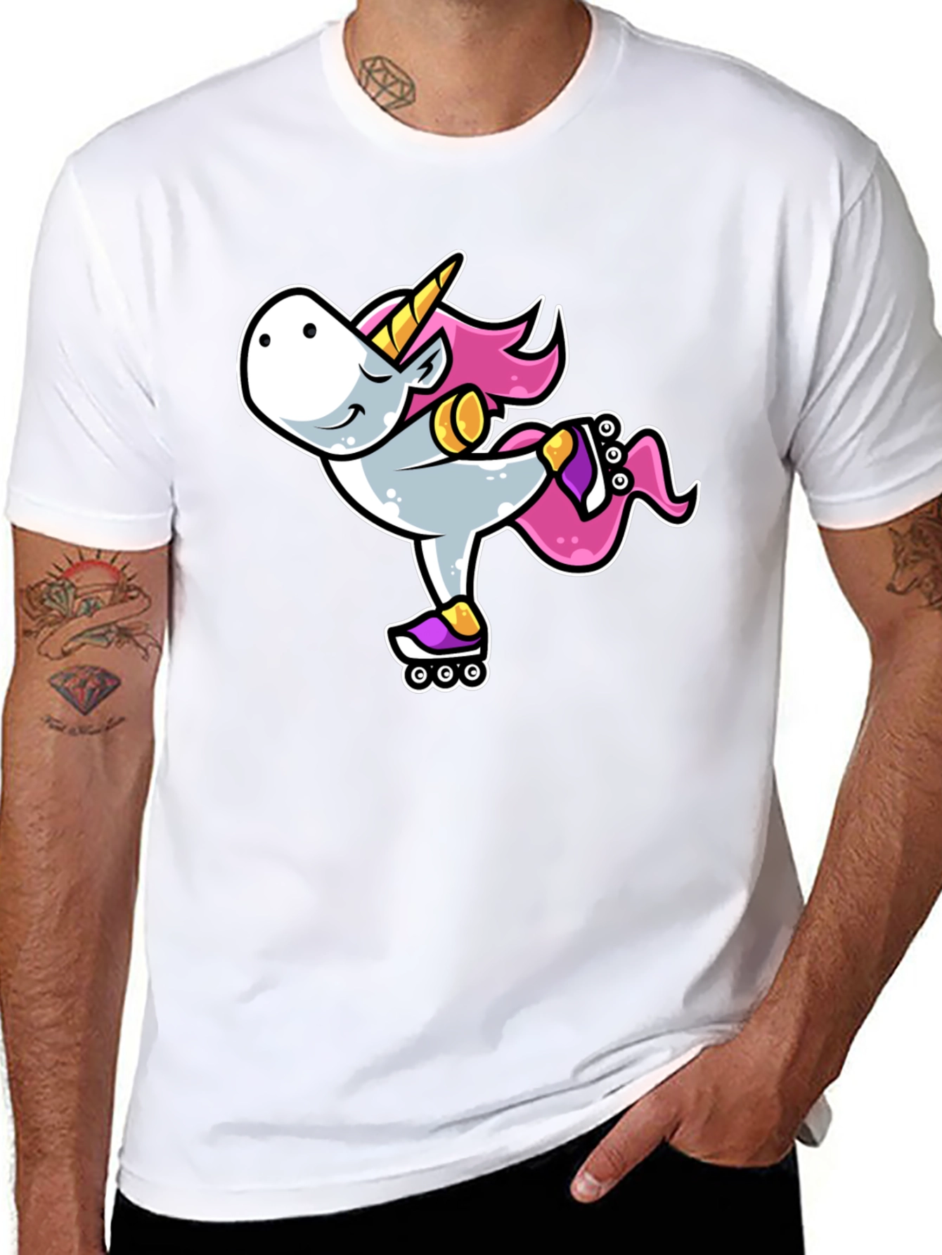 Unicorn Roller Skating Graphic Tee - Black
