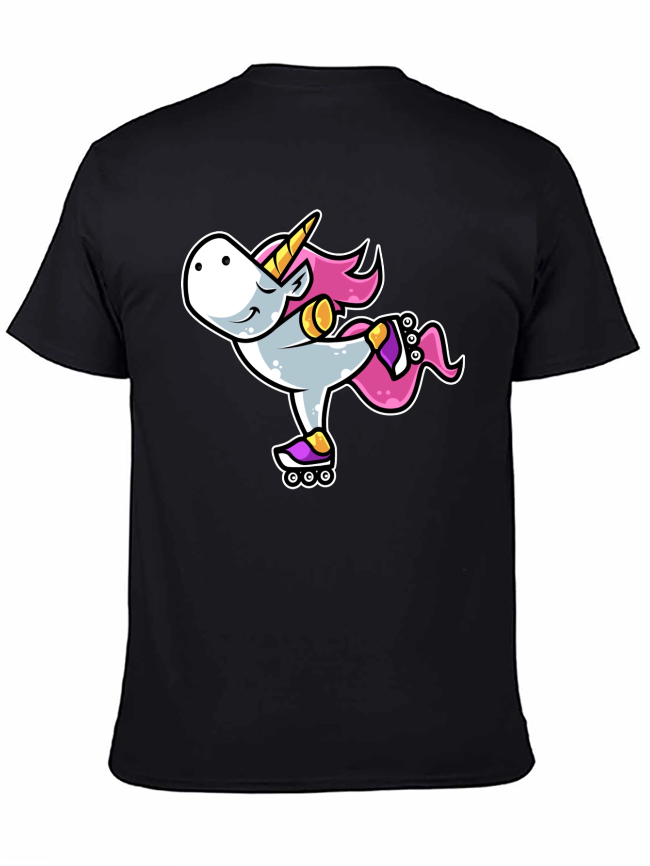 Unicorn Roller Skating Graphic Tee - Black