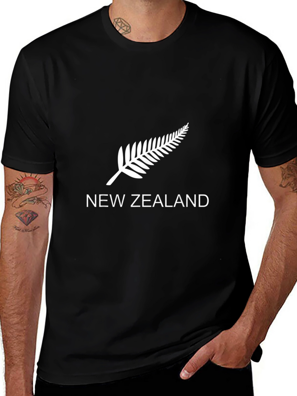 New Zealand Fern Graphic Black T-Shirt