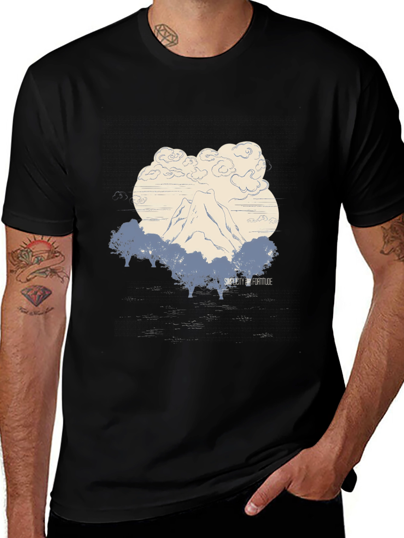 Mountain Graphic Tee - Black Cotton Comfort