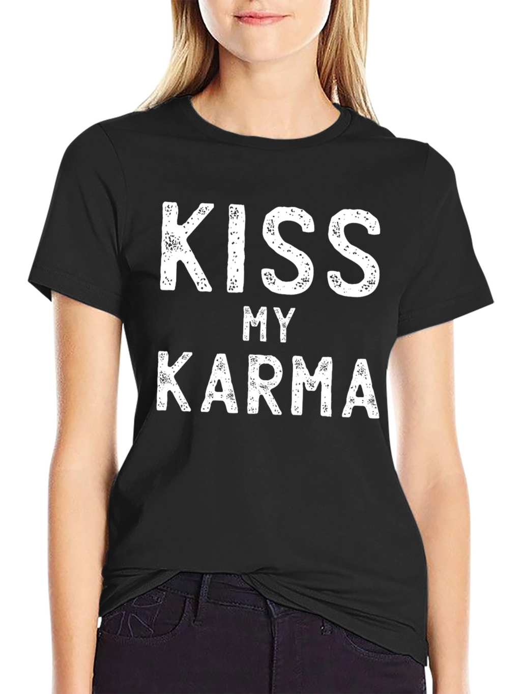Kiss My Karma Graphic Tee - Black Cotton T-Shirt