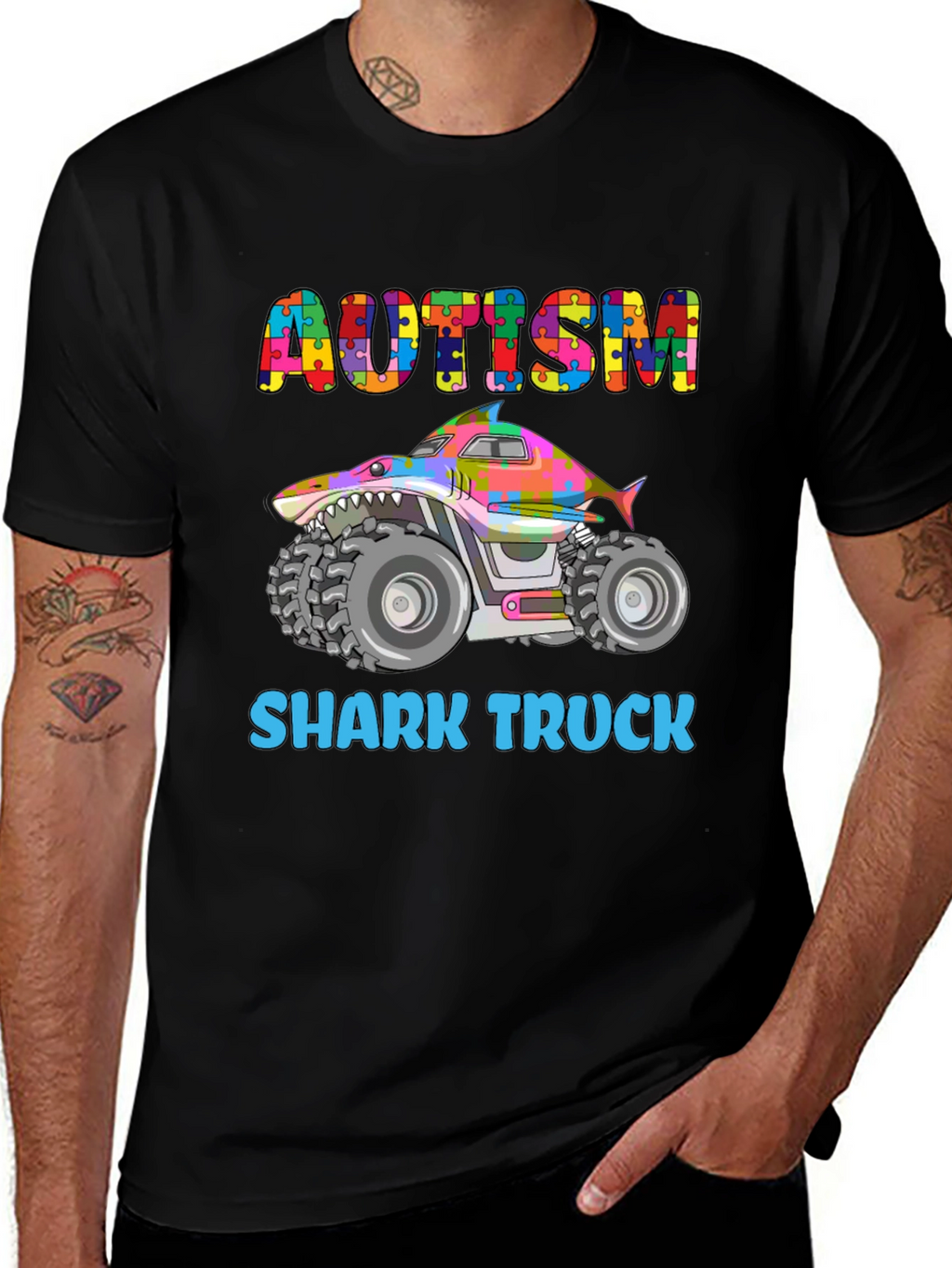 Autism Shark Truck T-Shirt