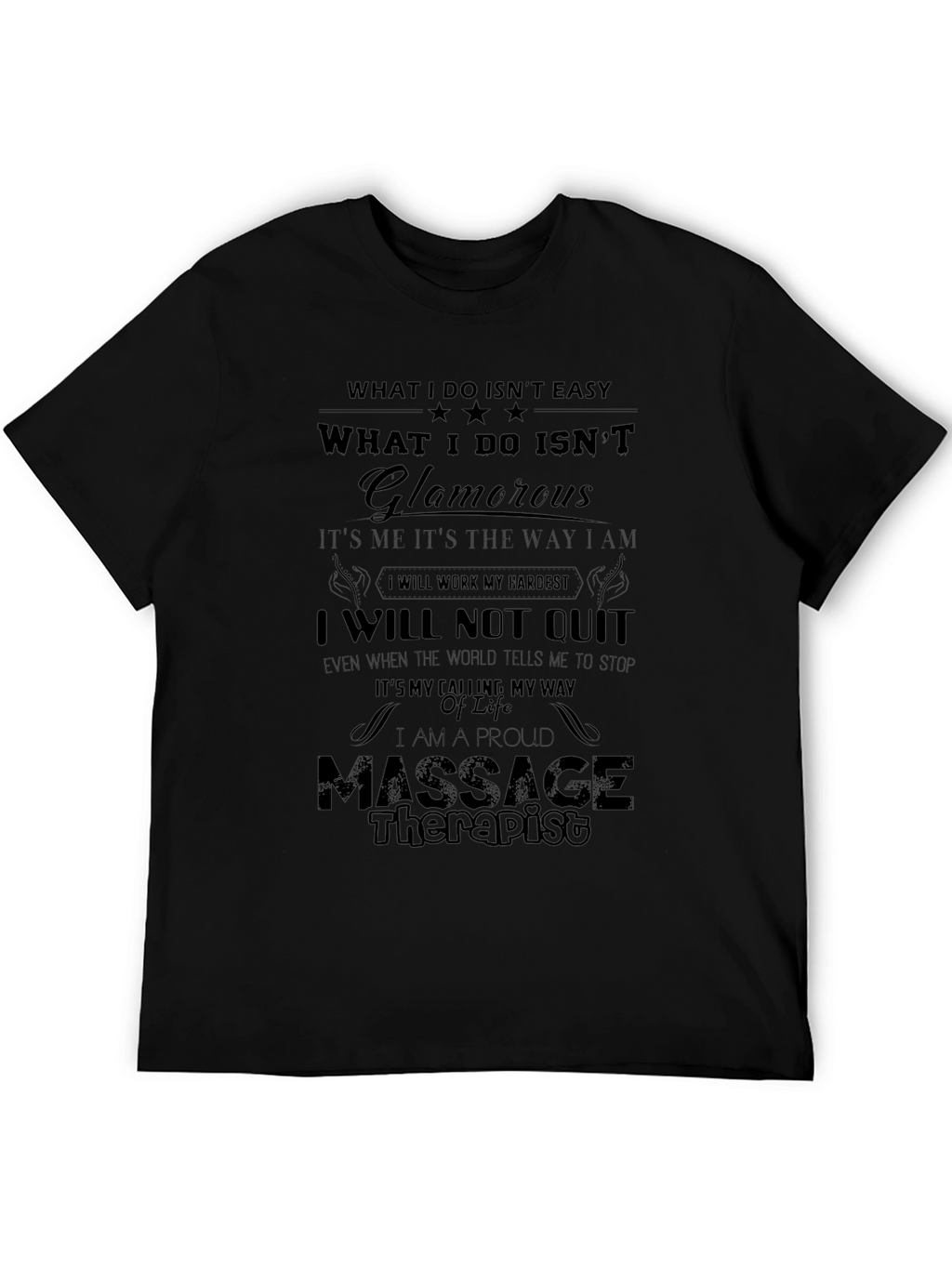 Proud Massage Therapist Black Graphic T-Shirt