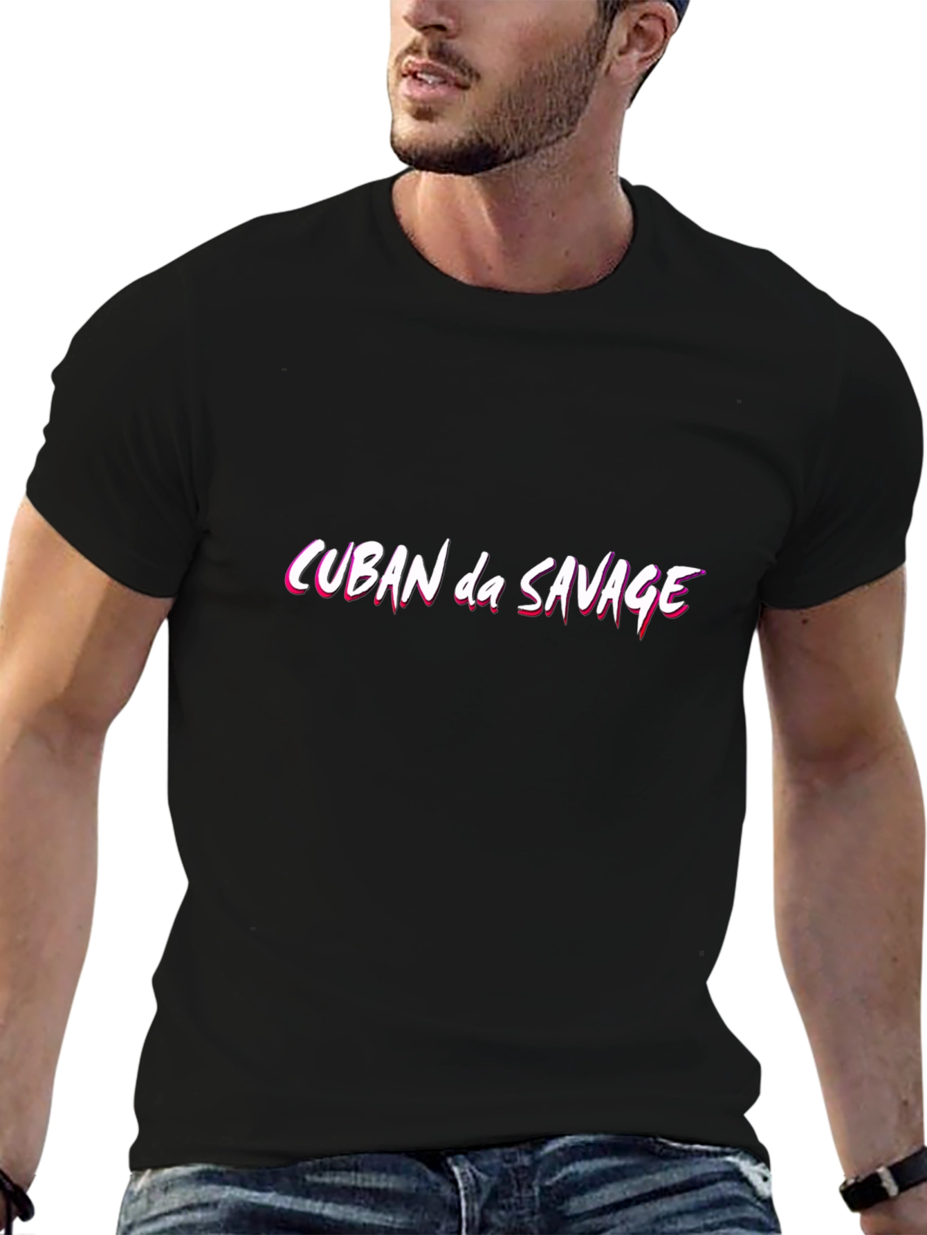 Cuban da Savage Graphic Tee - Stylish Black T-Shirt