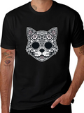 Floral Cat Sugar Skull Graphic Tee