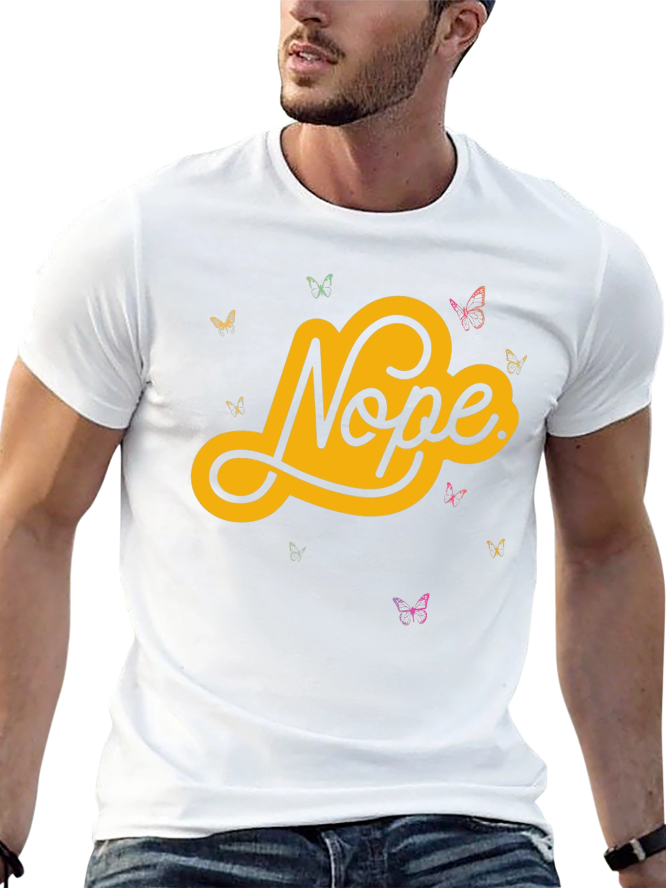Nope Butterfly Graphic Tee - Trendy Casual T-Shirt