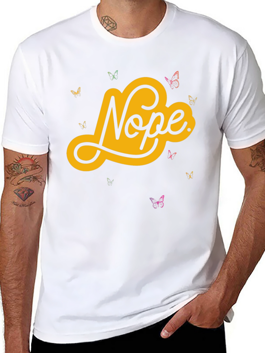 Nope Butterfly Graphic Tee - Trendy Casual T-Shirt