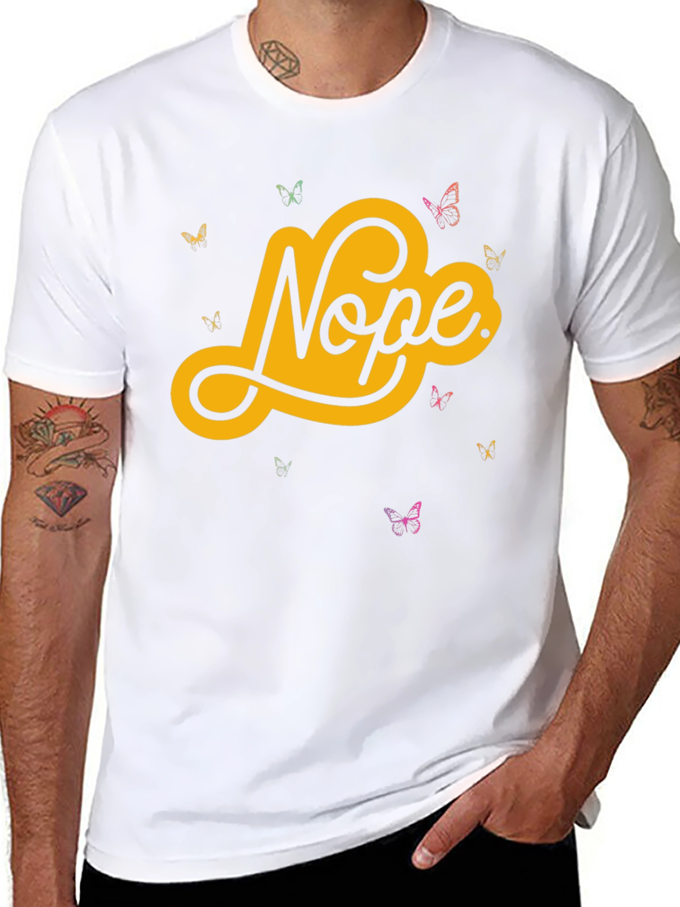 Nope Butterfly Graphic Tee - Trendy Casual T-Shirt