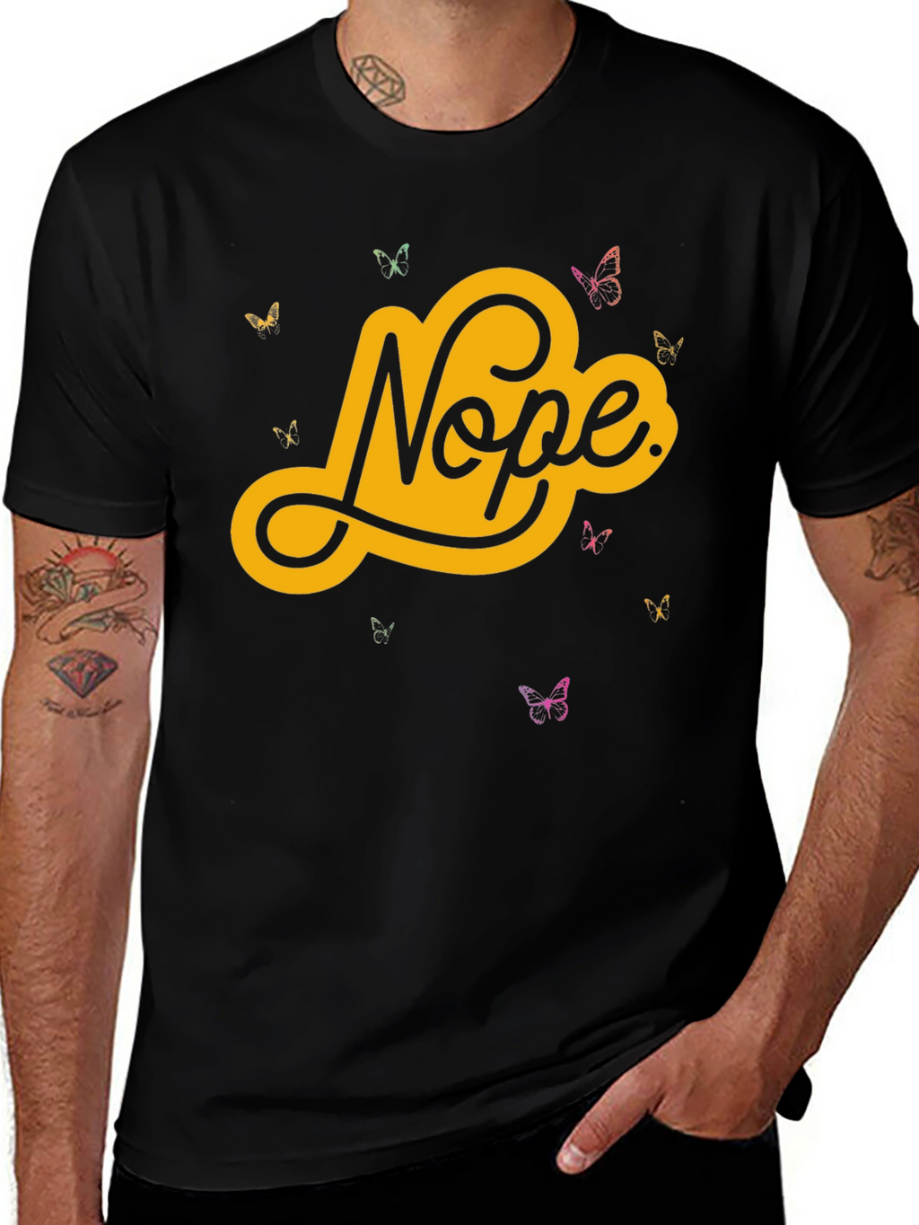 Nope Butterfly Graphic Tee - Trendy Casual T-Shirt
