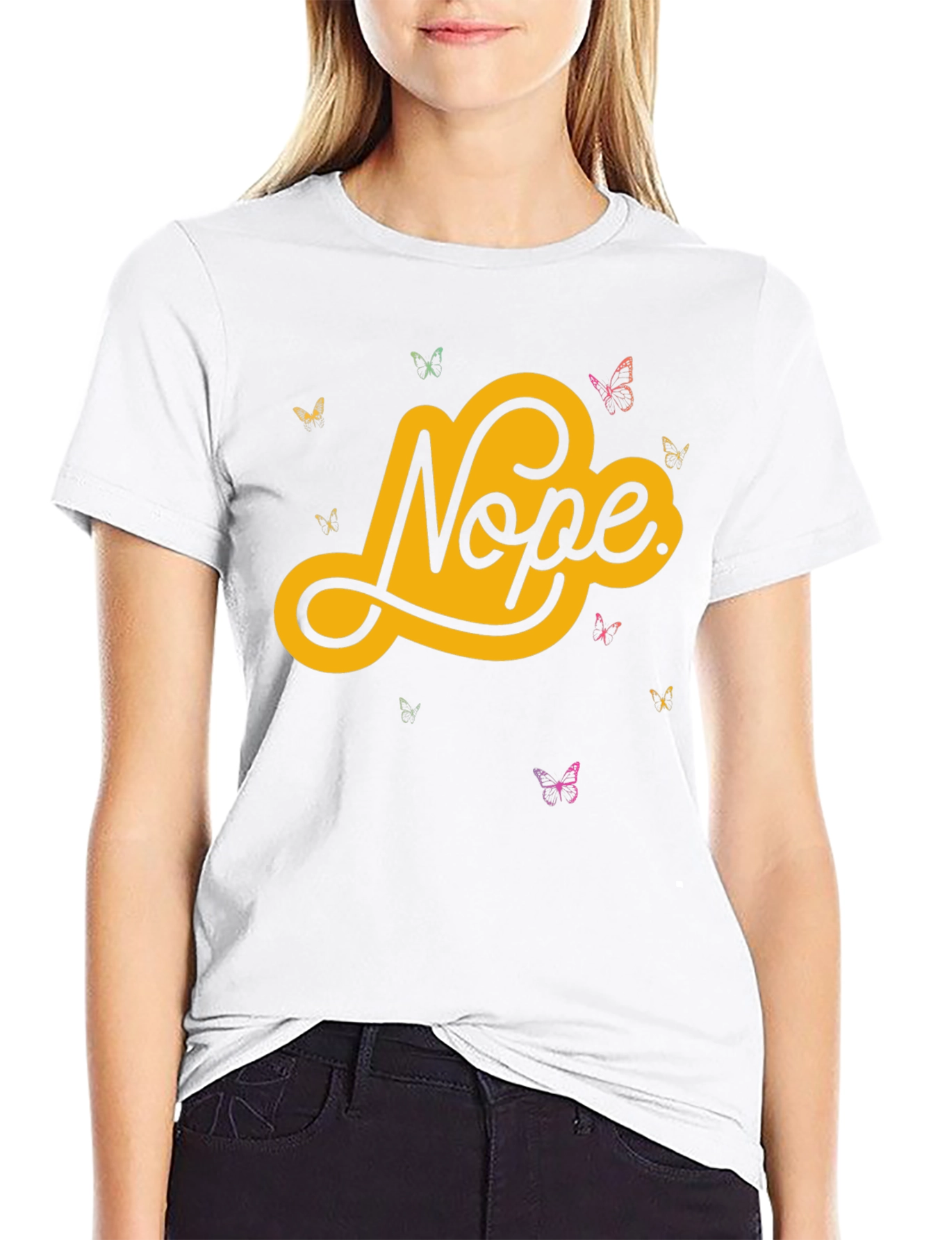 Nope Butterfly Graphic Tee - Trendy Casual T-Shirt