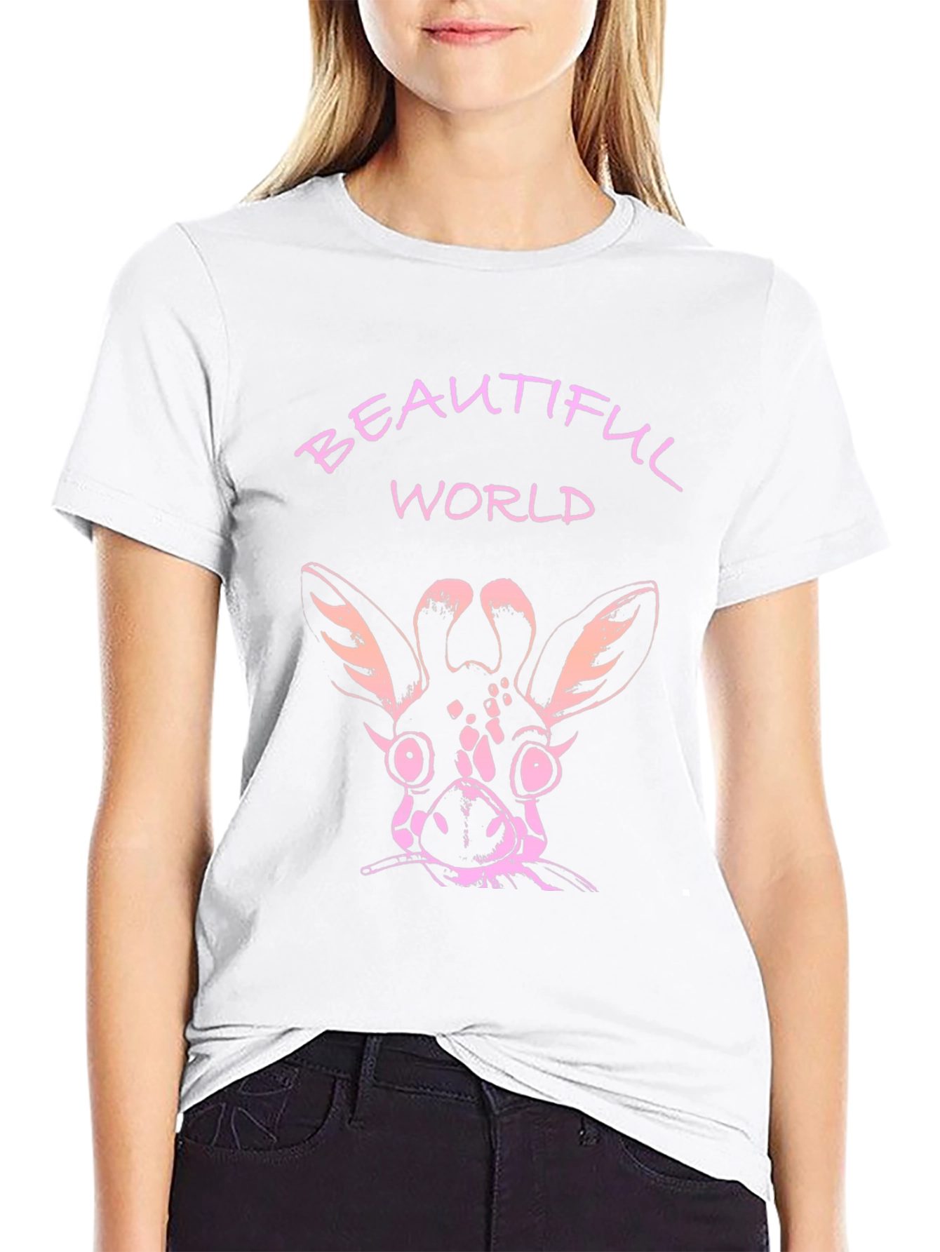 Beautiful World Giraffe Graphic T-Shirt
