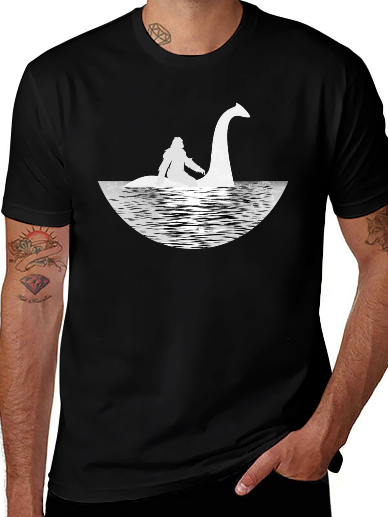 Loch Ness Monster Graphic Tee - Black