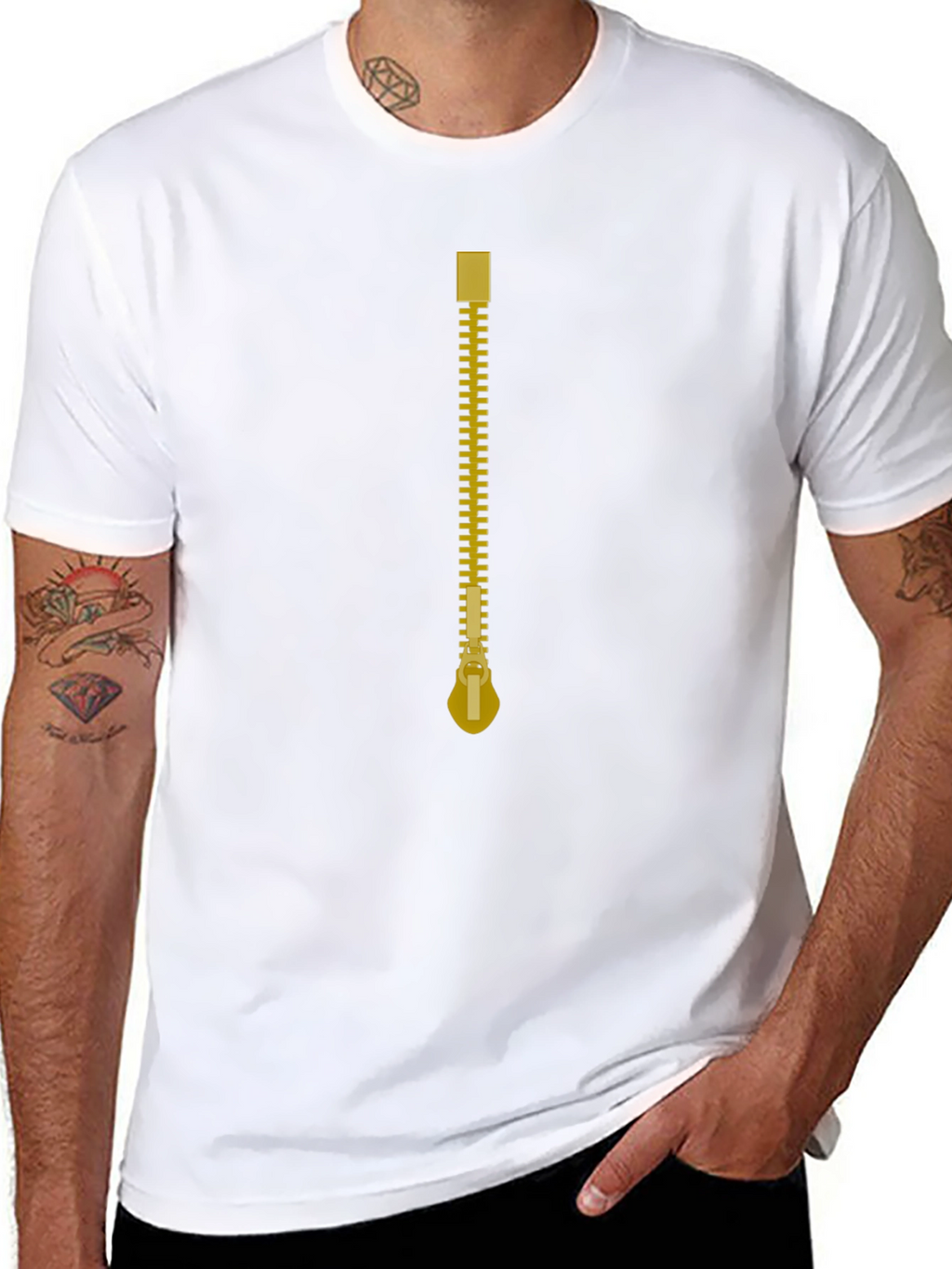Novelty Zipper Graphic T-Shirt