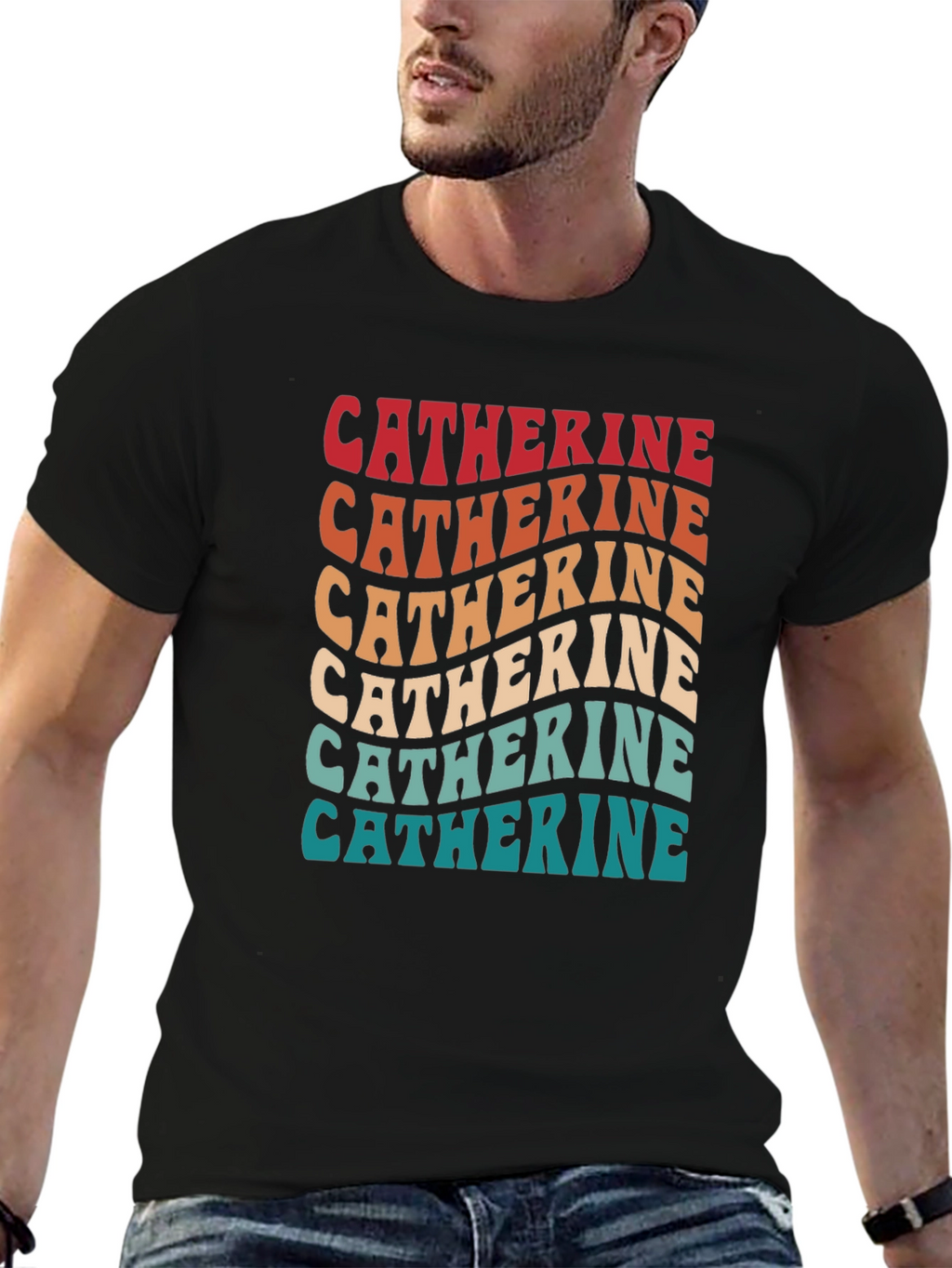 Catherine Retro Wavy Text T-Shirt