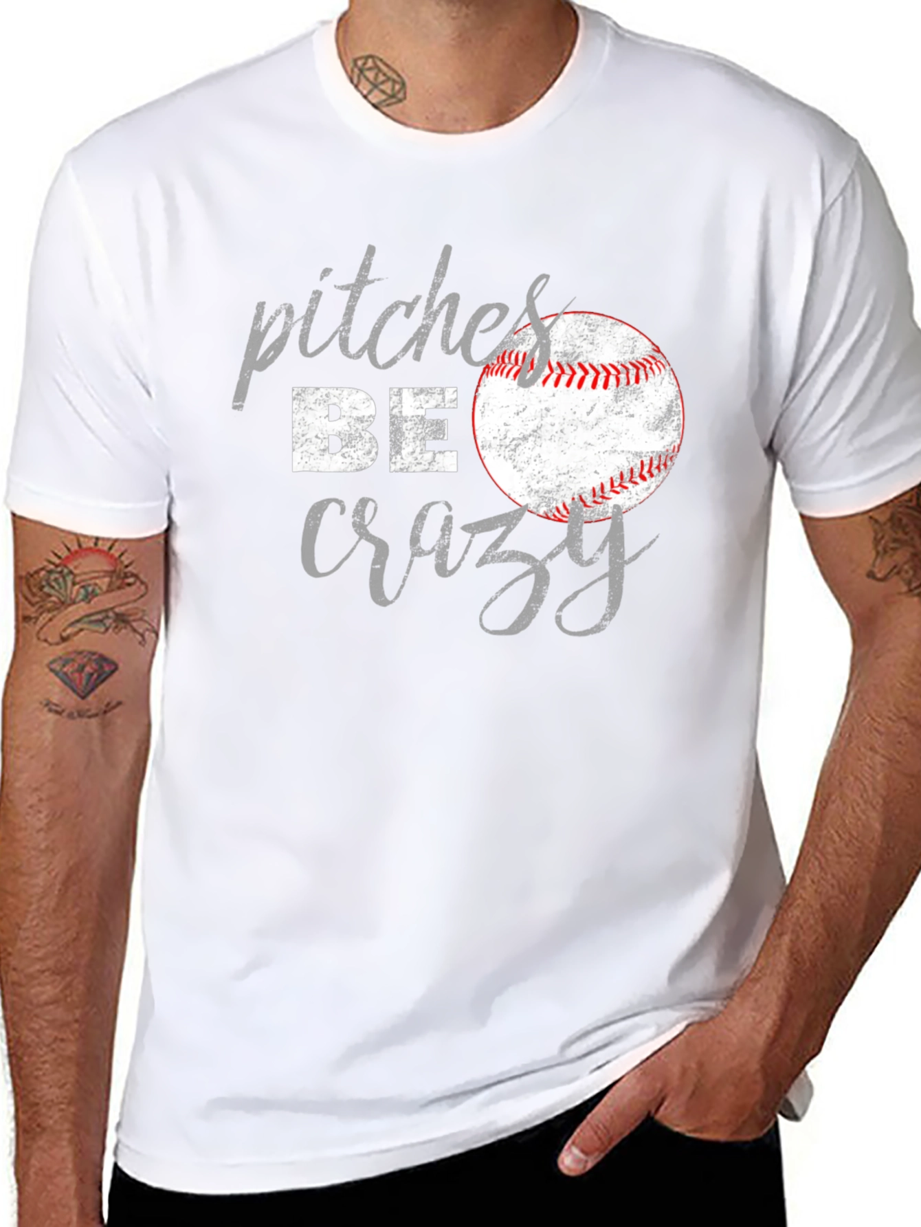 Pitches Be Crazy Baseball Graphic T-Shirt