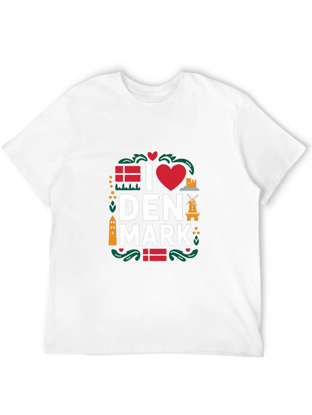I Love Denmark T-Shirt - Black Cotton Tee