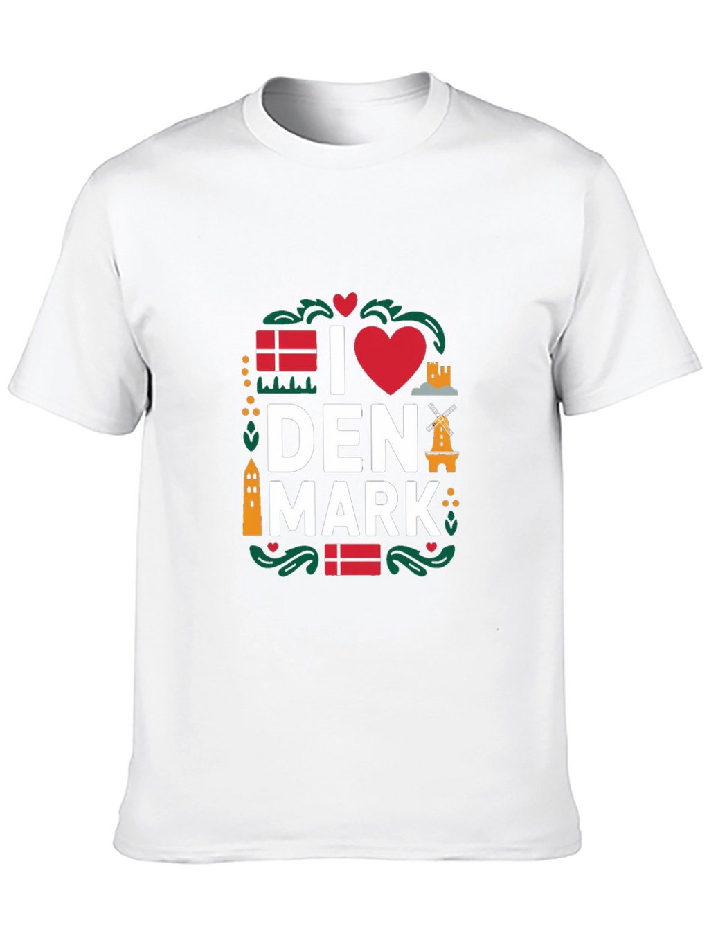 I Love Denmark T-Shirt - Black Cotton Tee