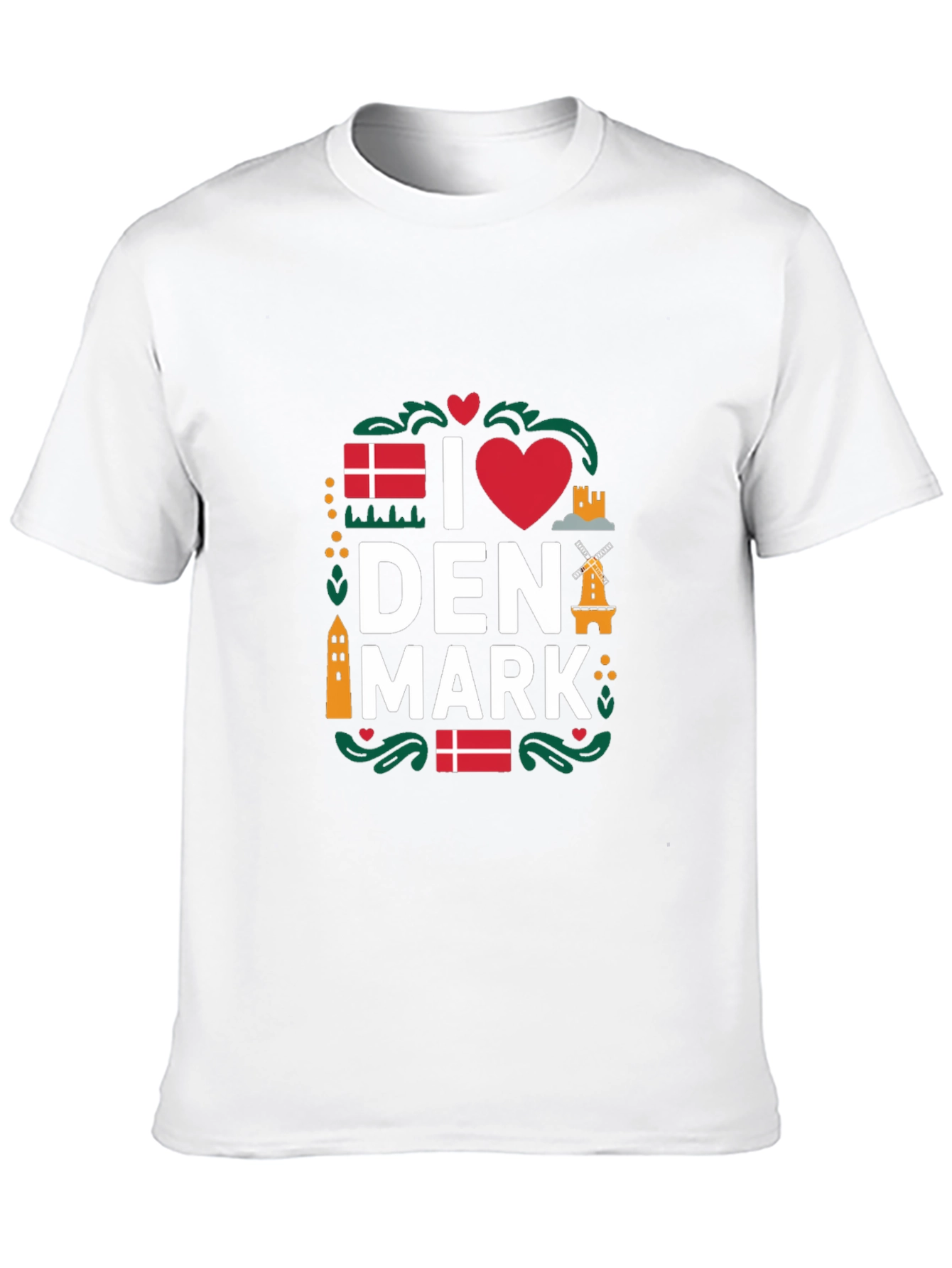 I Love Denmark T-Shirt - Black Cotton Tee