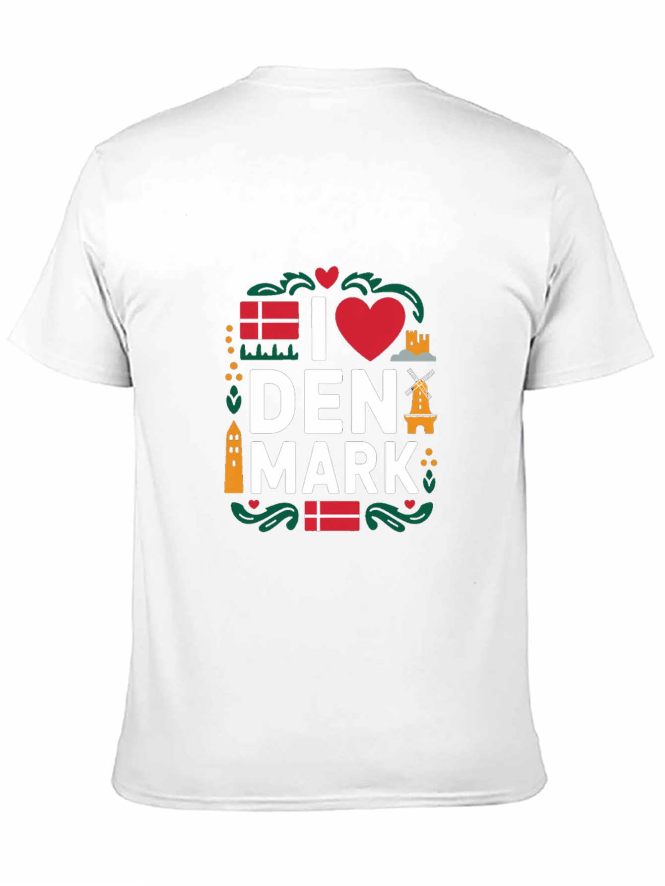 I Love Denmark T-Shirt - Black Cotton Tee