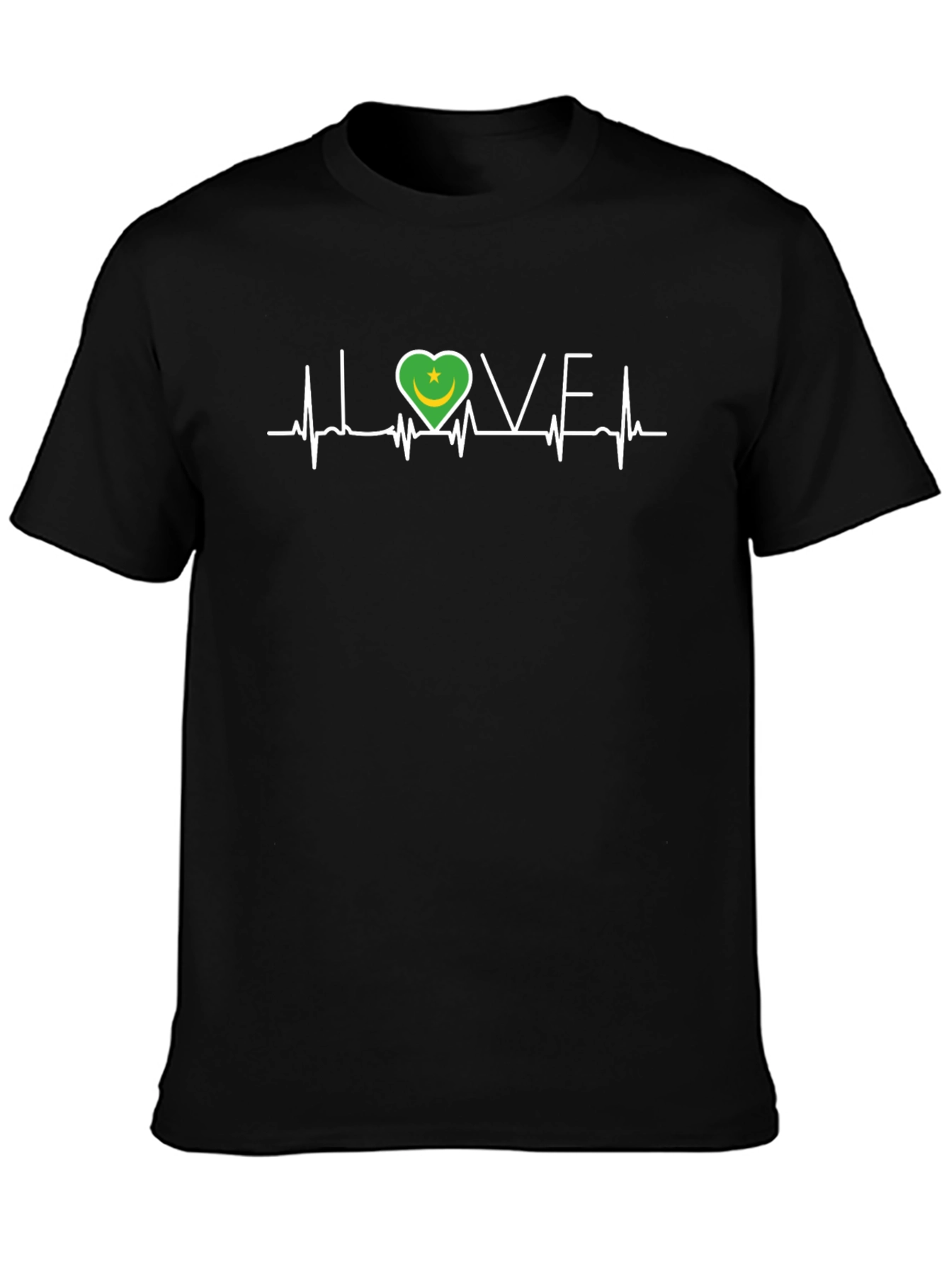 I Love Mauritania T-Shirt Country Flag Heartbeat Tee