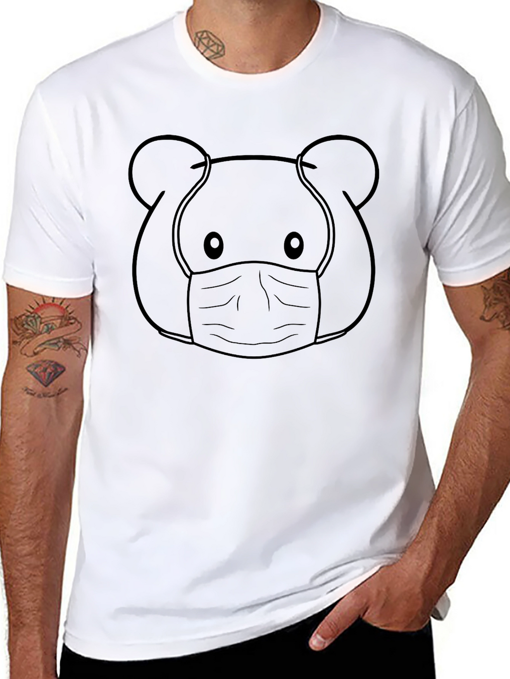 Cute Bear Face Mask T-Shirt