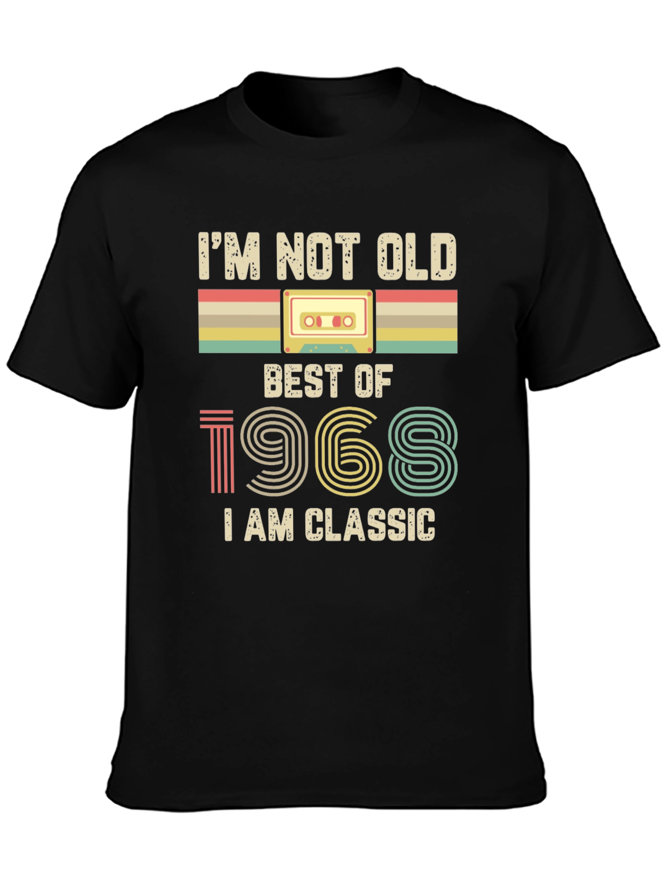 Retro 1968 Classic Cassette Tape Graphic T-Shirt