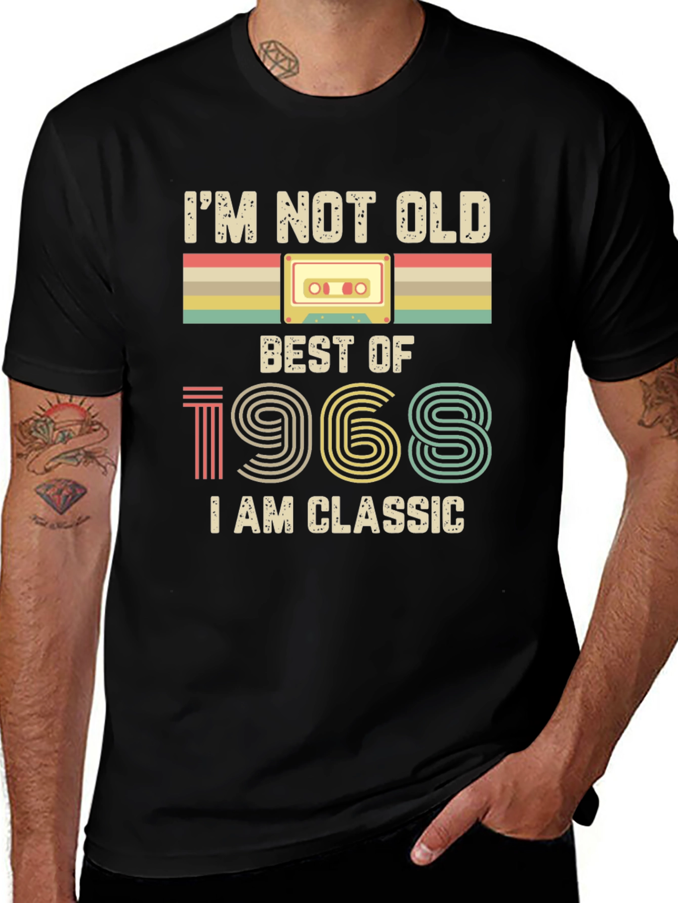 Retro 1968 Classic Cassette Tape Graphic T-Shirt