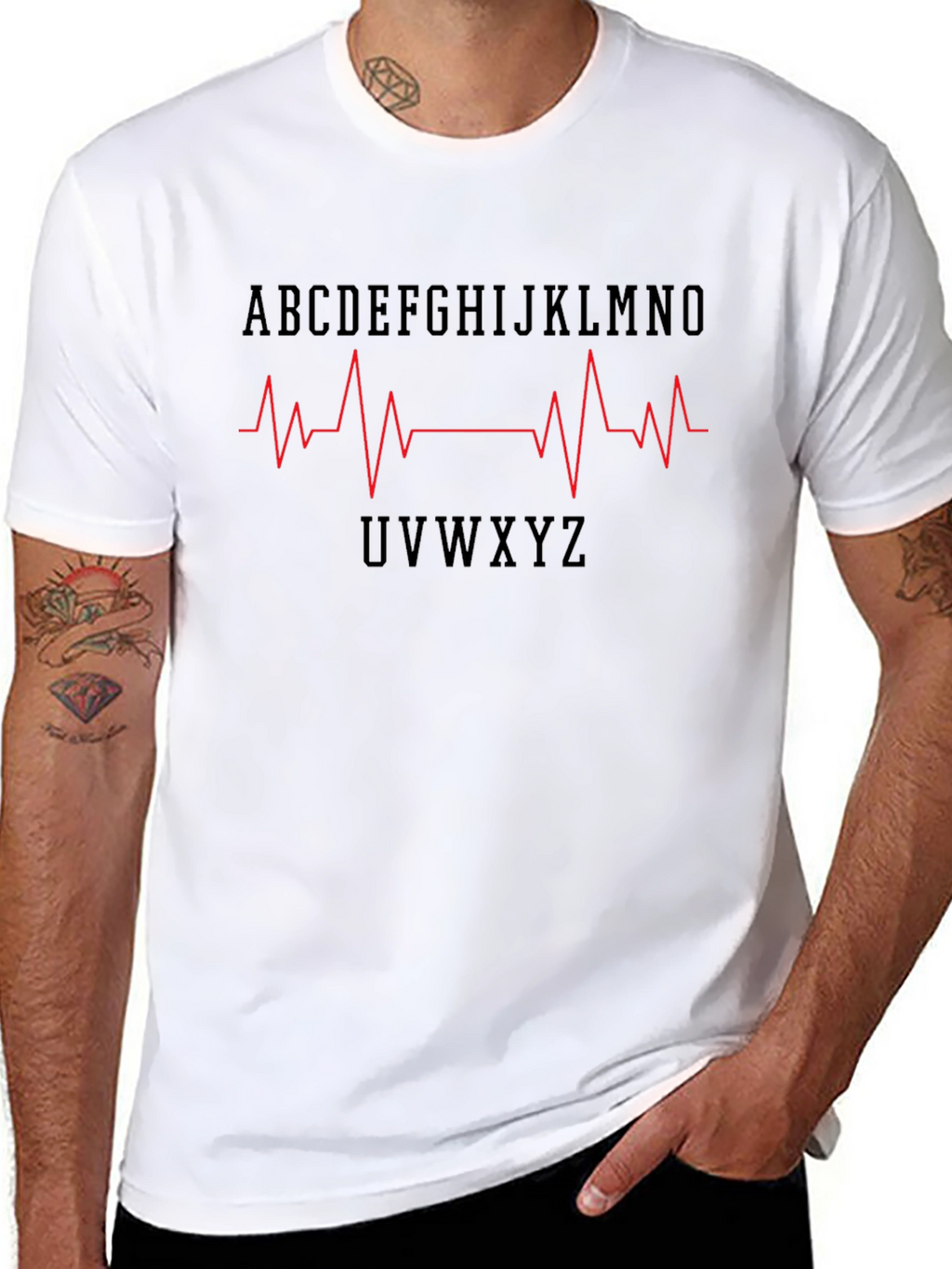 Alphabet Heartbeat Graphic Tee - Stylish Mens T-Shirt