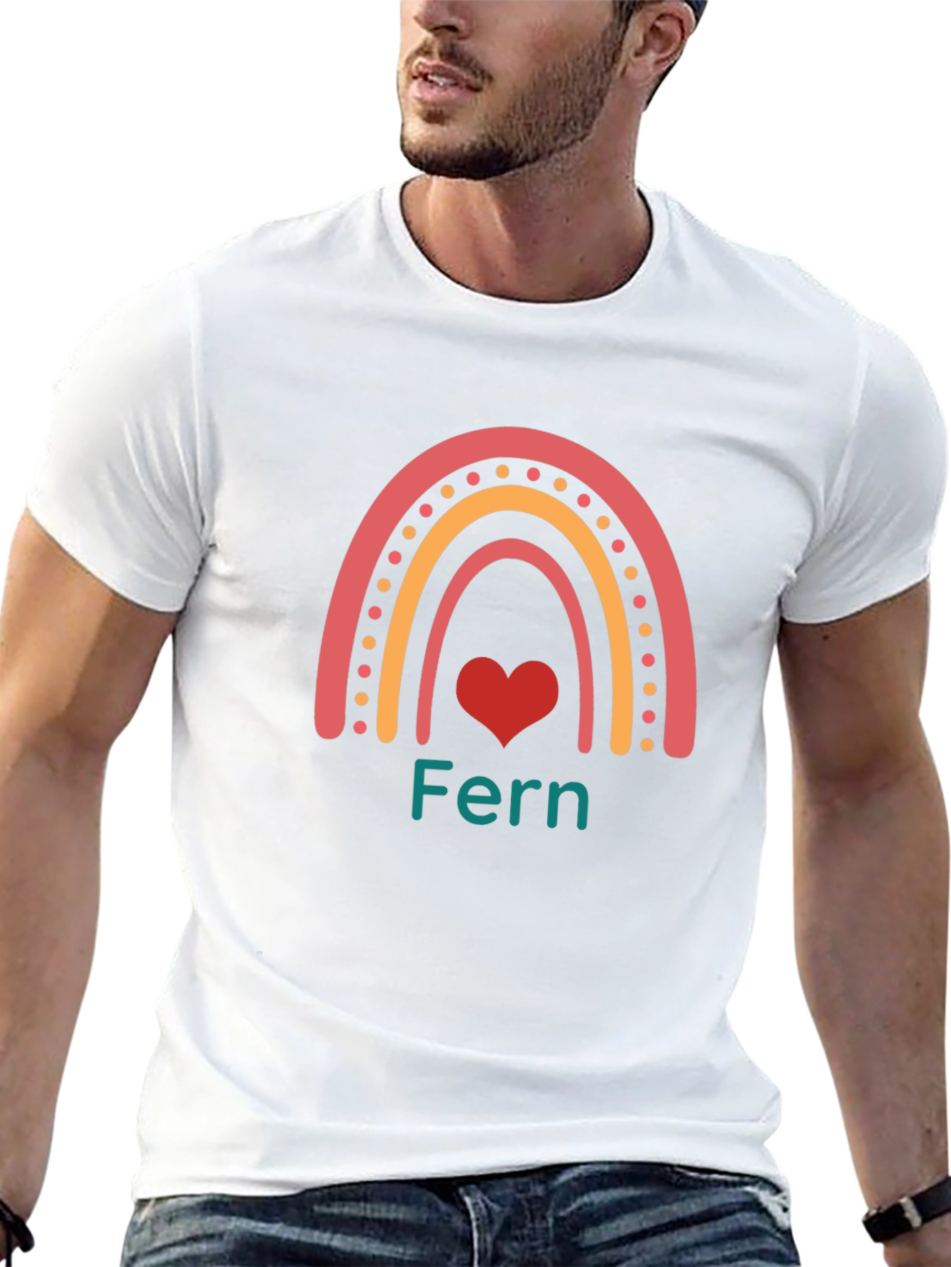 Fern Rainbow Heart Graphic Tee