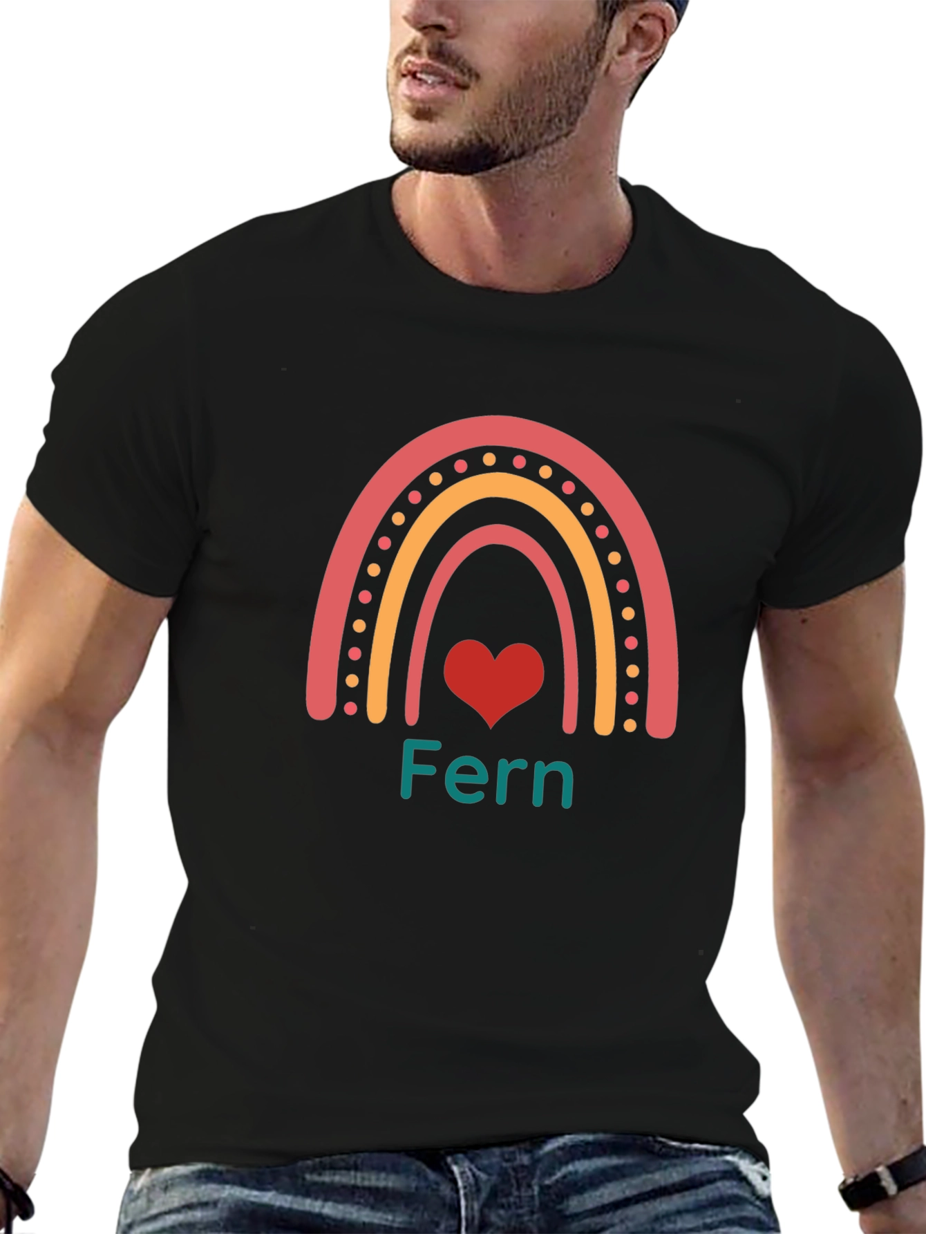 Fern Rainbow Heart Graphic Tee