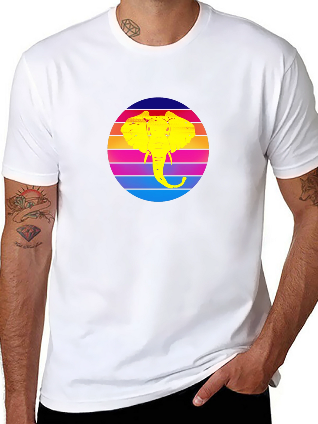 Retro Elephant Sunset Graphic Tee