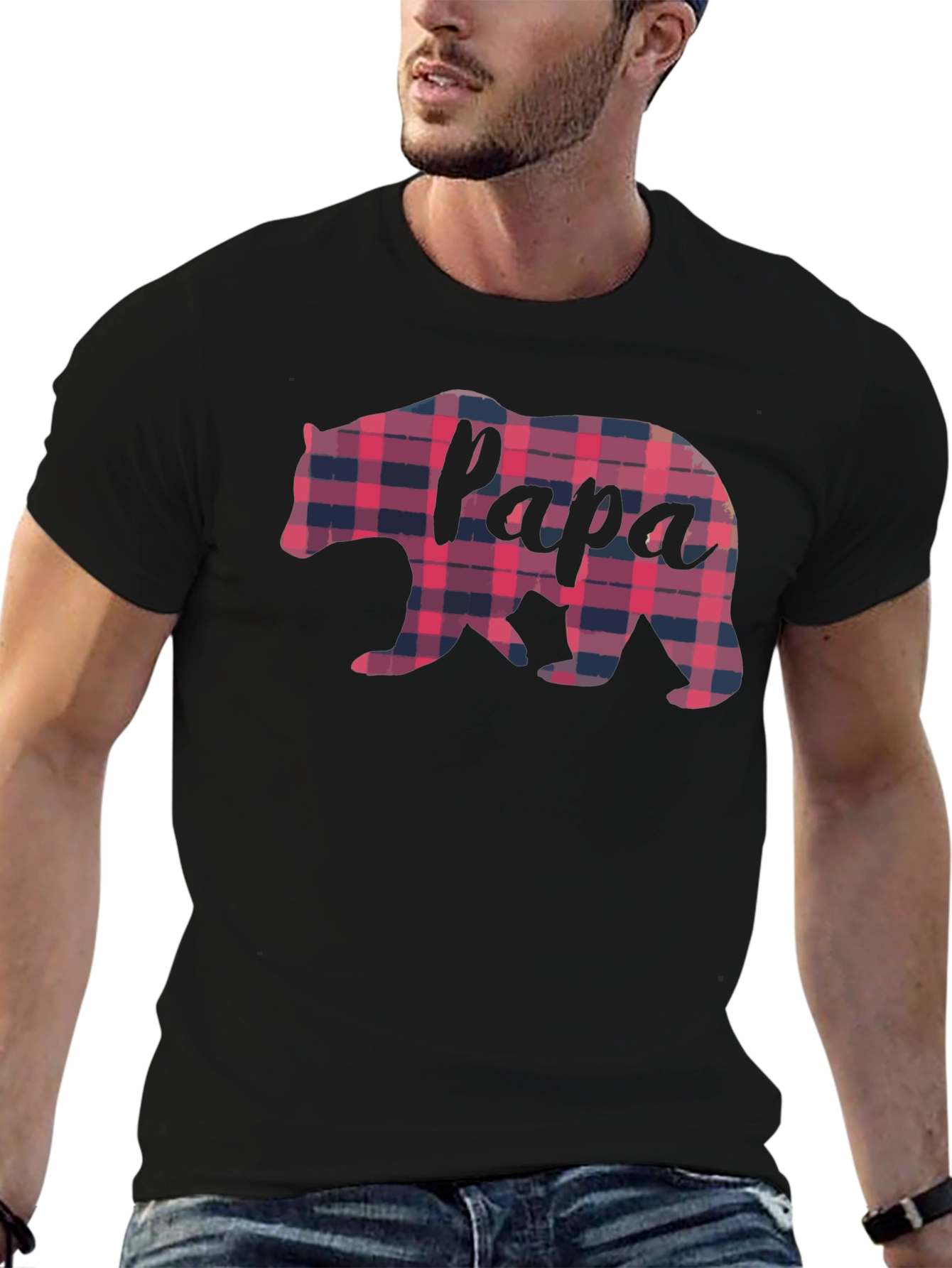 Papa Bear Plaid Graphic Tee - Fathers Day Gift