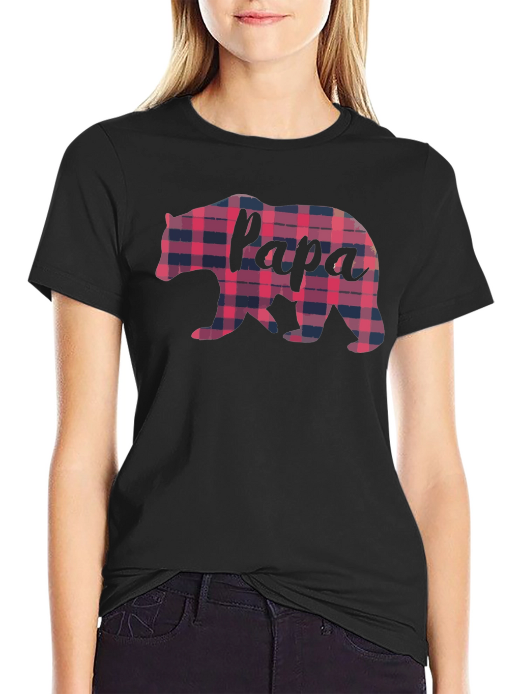 Papa Bear Plaid Graphic Tee - Fathers Day Gift