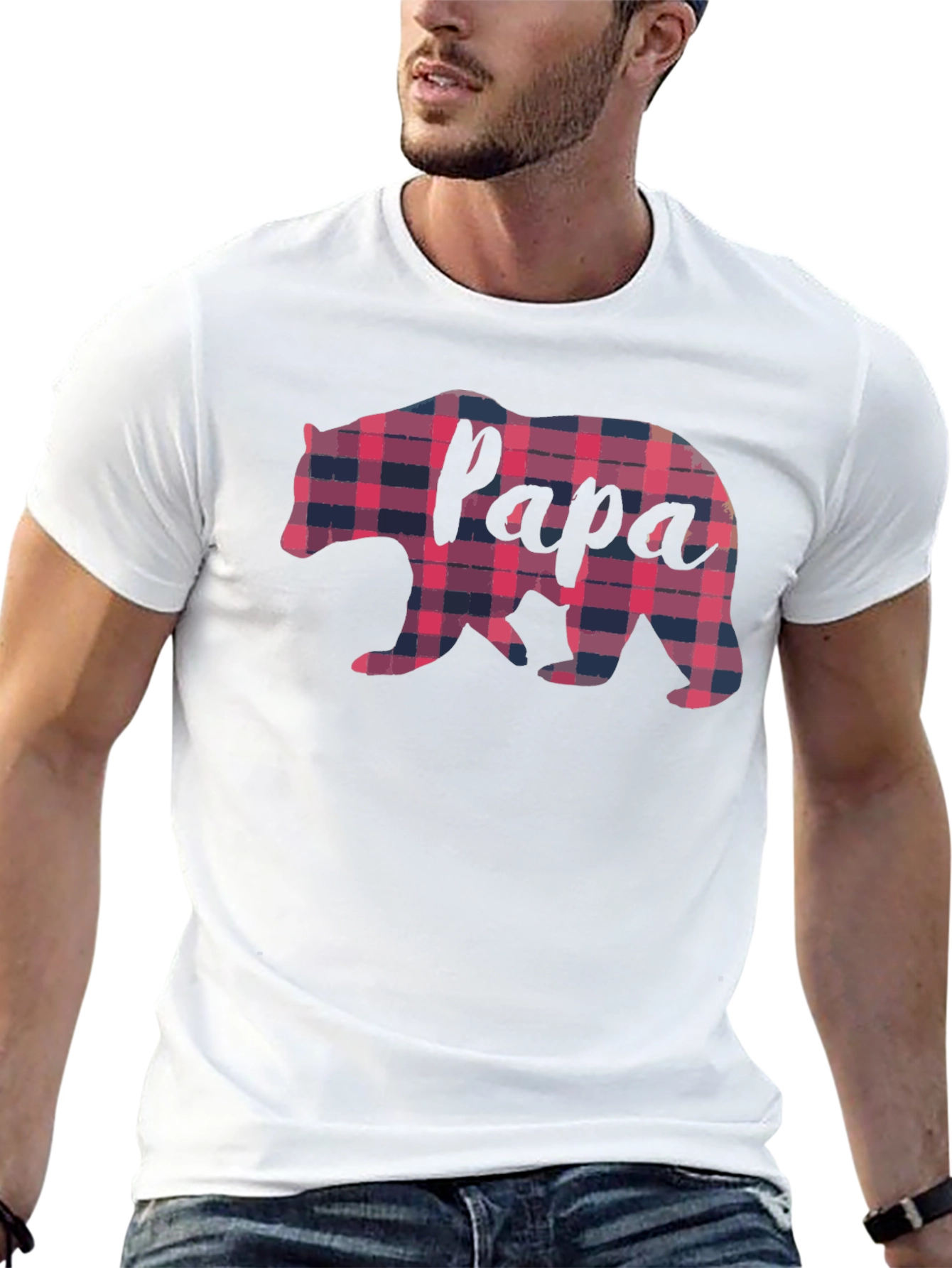 Papa Bear Plaid Graphic Tee - Fathers Day Gift