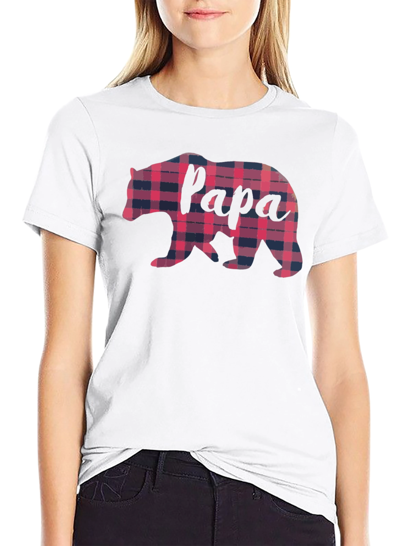 Papa Bear Plaid Graphic Tee - Fathers Day Gift