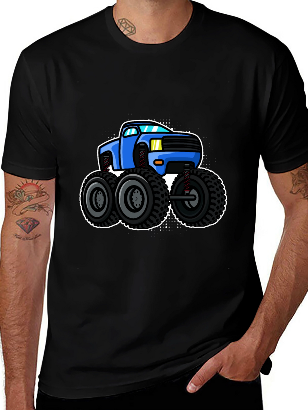 Monster Truck Graphic Tee - Black Cotton Shirt